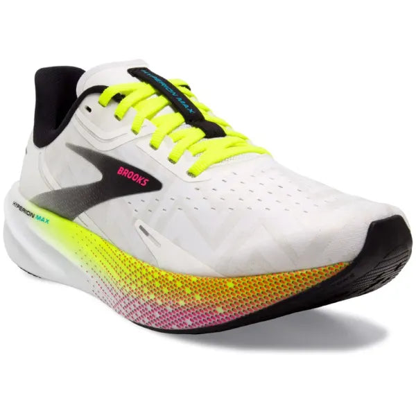 Brooks Men's Hyperion Max Running Shoes - Lightweight & Cushioned for Marathon Training - White/Black/Nightlife - Perfect for Road Running & Long-Distance Jogging