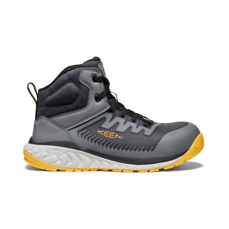 Men's Arvada Mid Work Sneaker with Carbon Toe - Black/Keen Yellow | Durable Safety Shoes for Construction & Outdoor Work