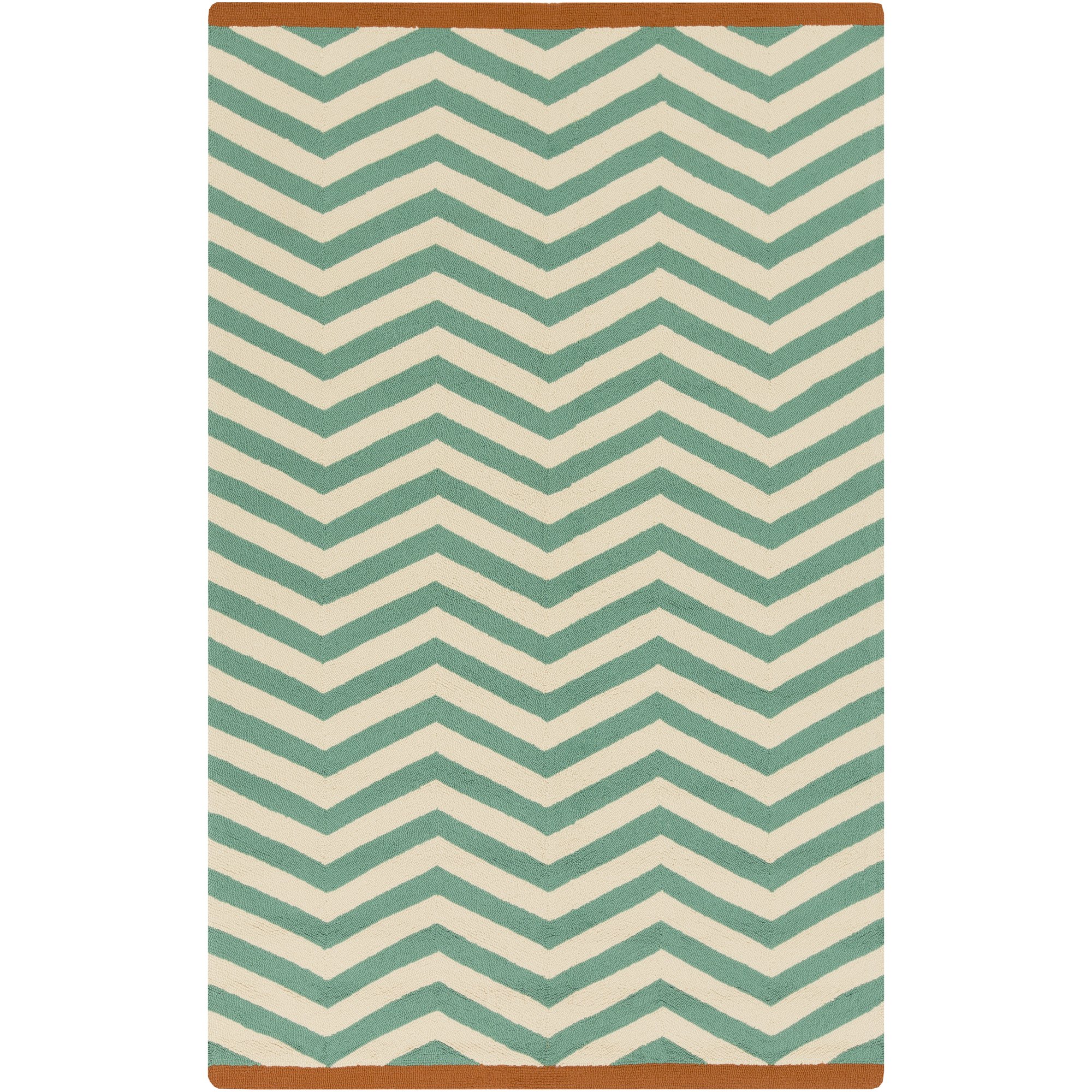Surya Rain Area Rug 2' x 3' Teal Rust Beige - Soft Non-Slip Indoor Outdoor Rug for Living Room, Bedroom, Patio & Entryway