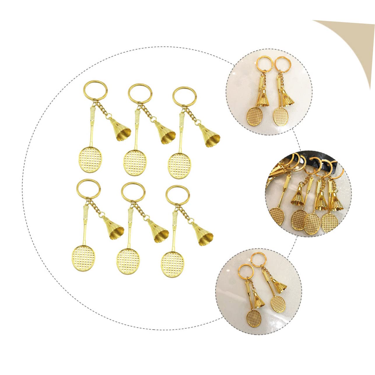 LIFKOME 30 Pcs Badminton Keychain - Metallic Wallet Jewelry Holder Keyring, Tennis Keychain in Golden Zinc Alloy - Perfect for Sports Enthusiasts, Gift Giving & Key Organization