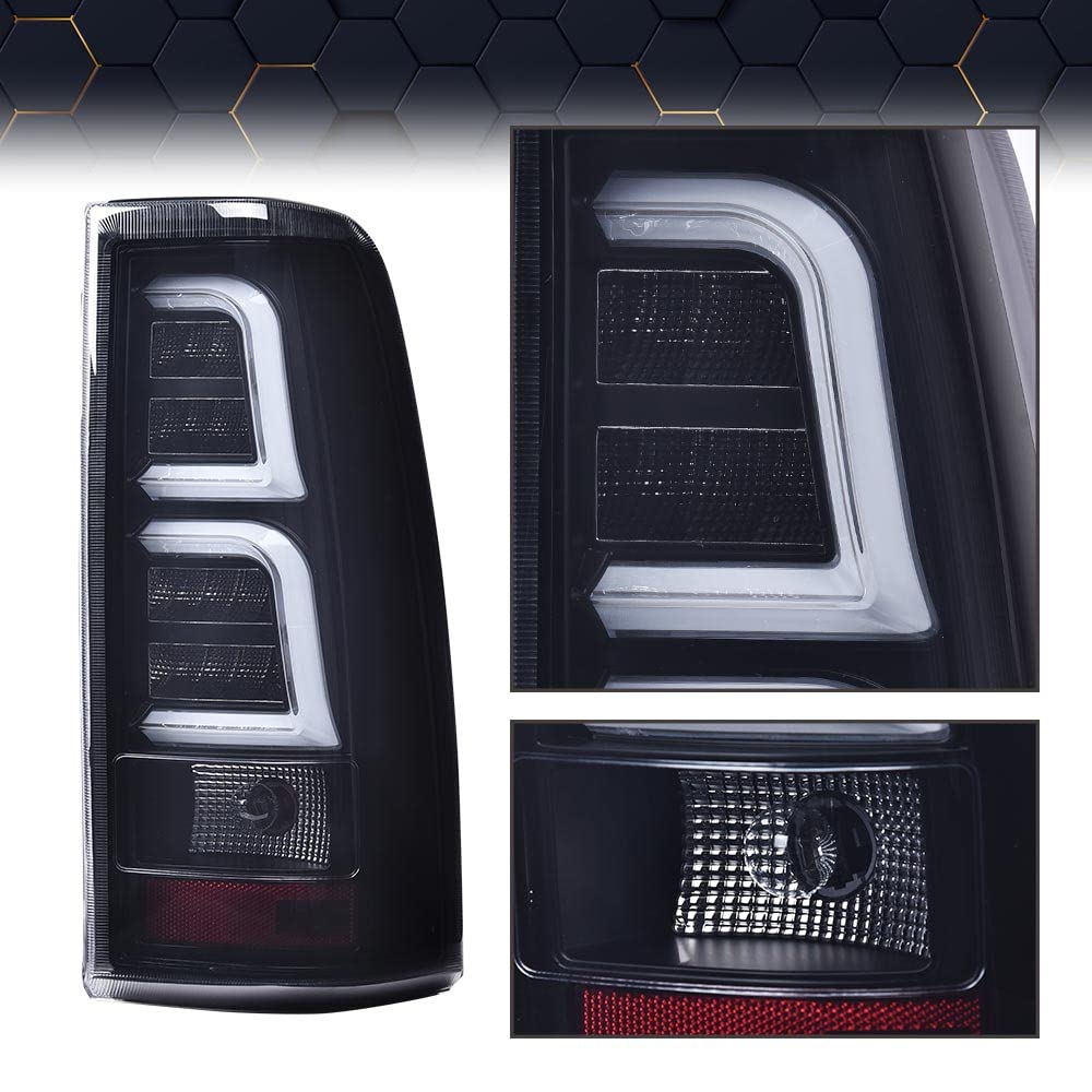 PIT66 LED Tail Lights Replacement for Chevy Silverado 2003-2006 - Smoked Lens with Wiring Harness - Compatible with GM2800174 & GM2801174 - Upgrade Your Truck's Style & Safety for Night Driving