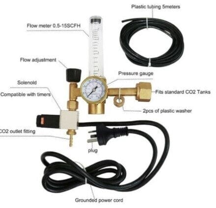 Premium CO2 Regulator with Solenoid Valve for Hydroponics & Aquarium Plants – Accurate Pressure Control for Indoor Gardening & Fish Tanks