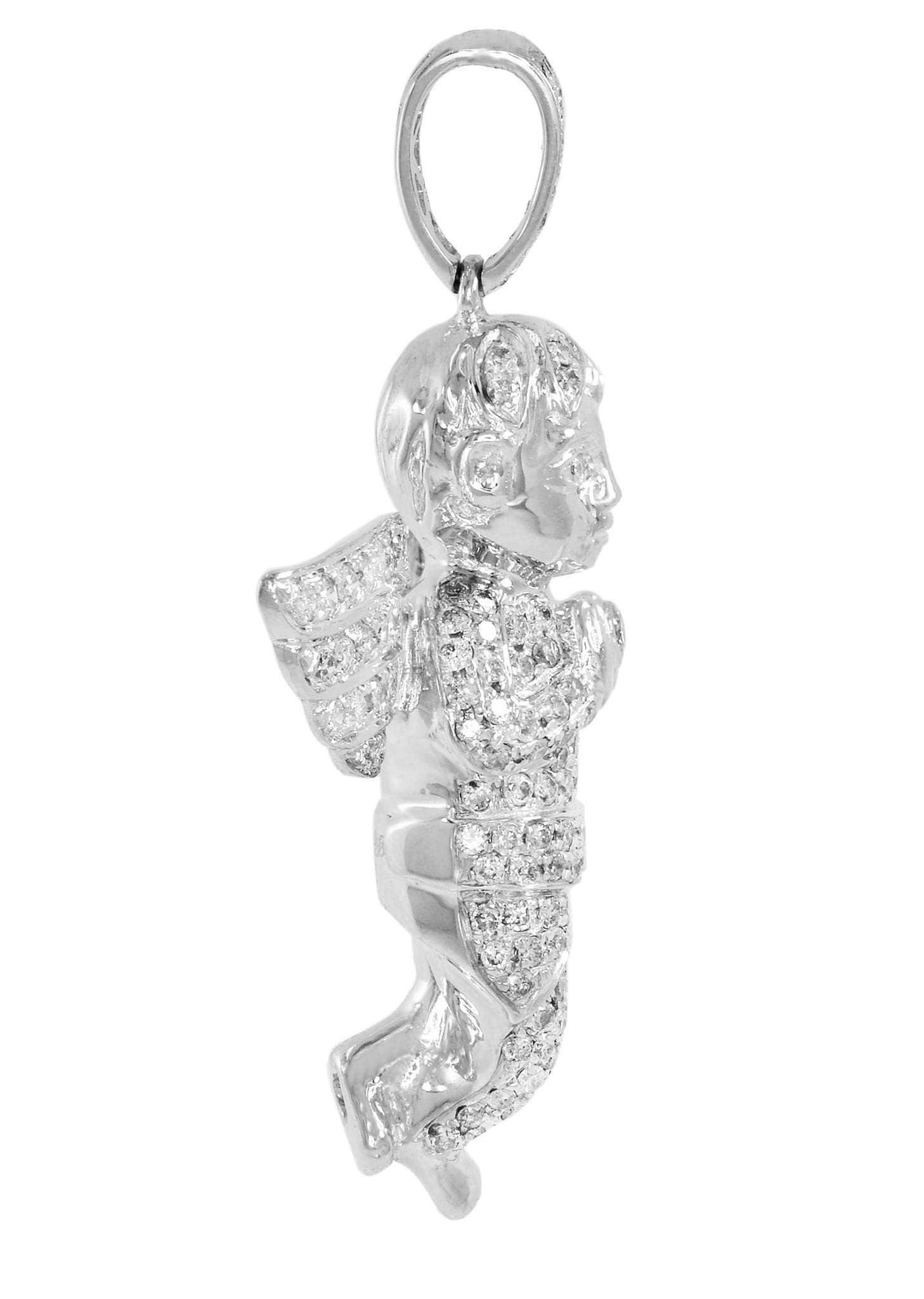 18K White Gold Diamond Angel Pendant Necklace - 16.13g (2.82 Carats) | Elegant Jewelry Gift for Women | Perfect for Anniversaries, Birthdays & Special Occasions