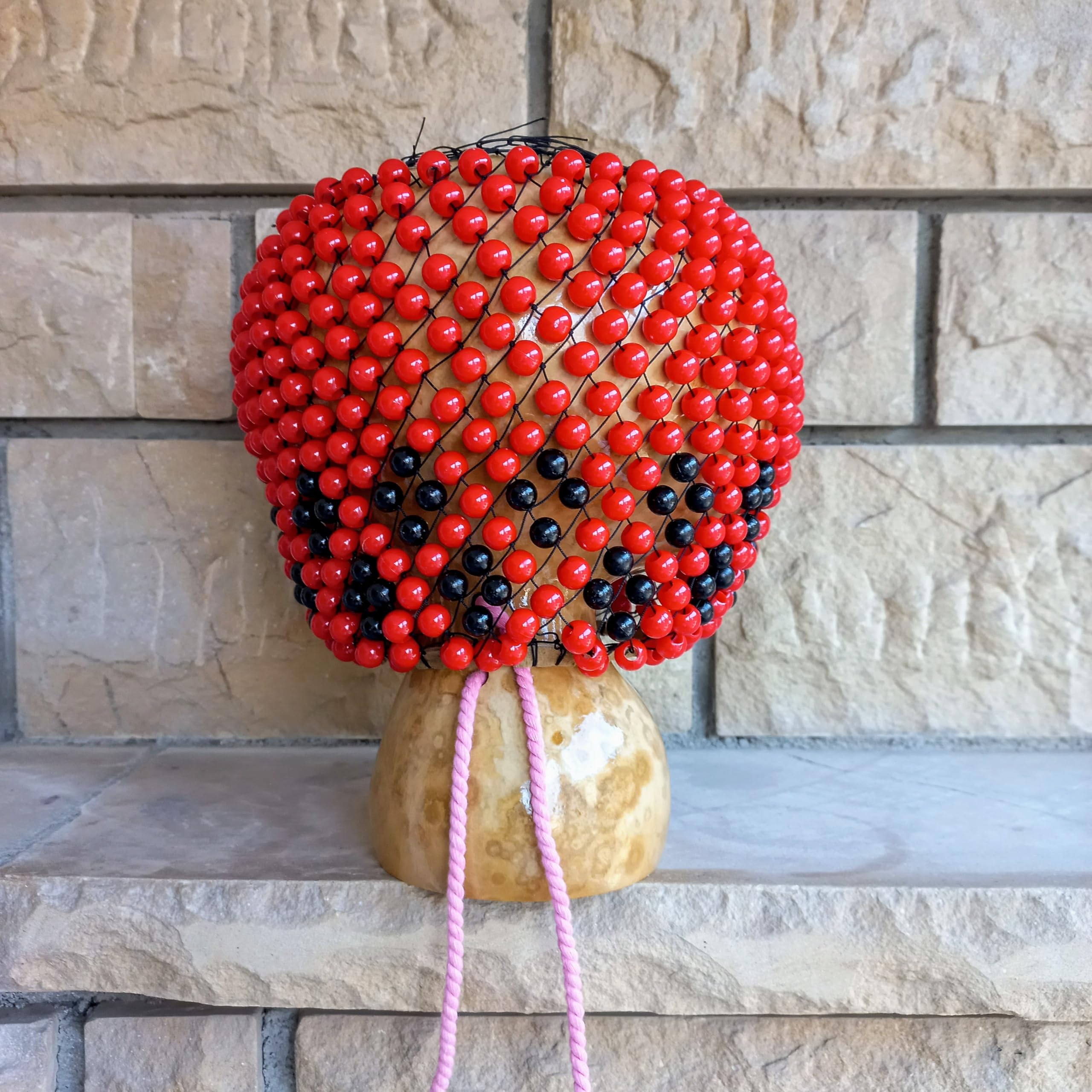 Black and Red Beaded Shekere - Authentic Latin Percussion Instrument for Musicians & Music Lovers - Perfect Rhythm Gift for Mother's Day, Birthdays & Special Occasions - Great for Live Performances, Music Classes & Home Decor