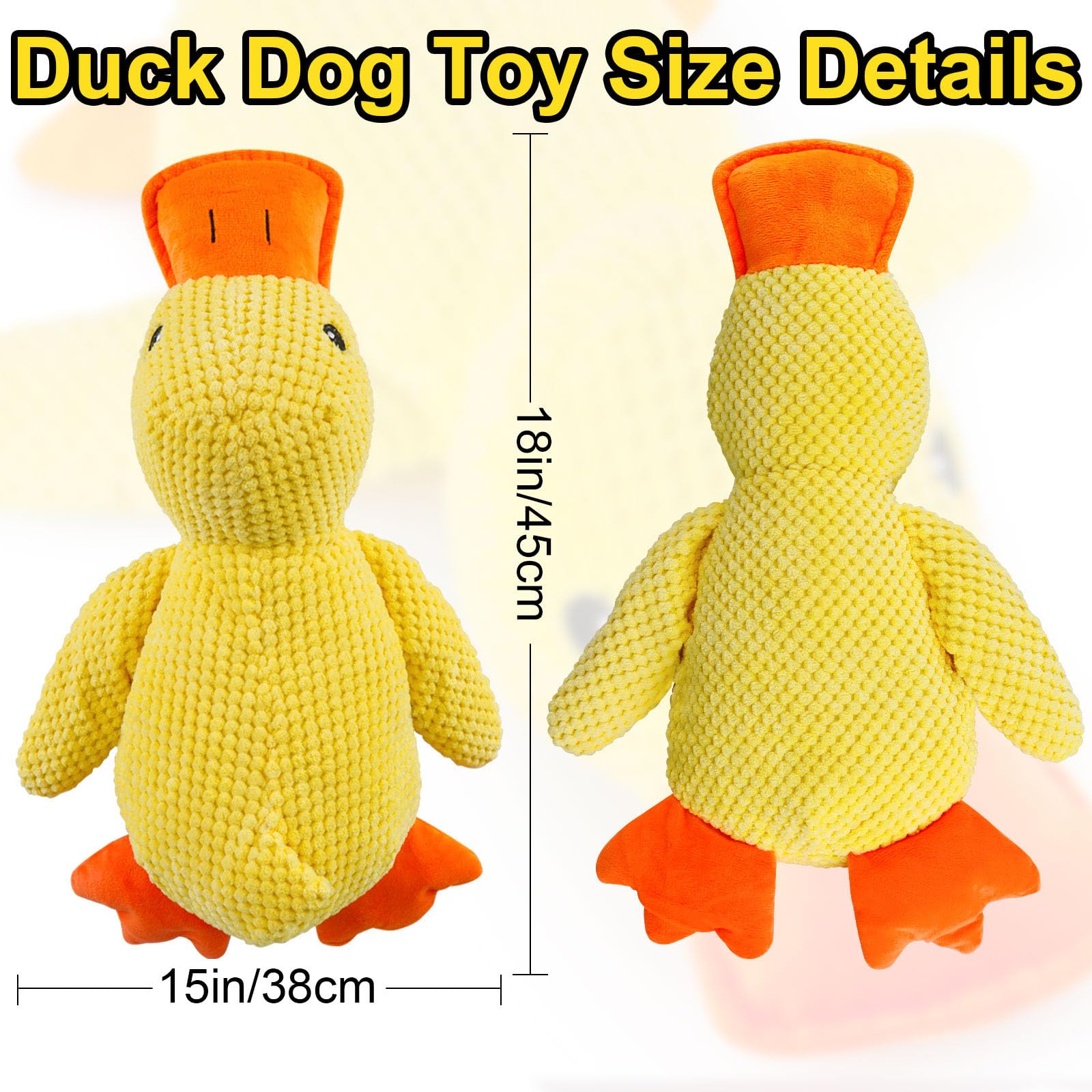 Mellow Dog Calming Duck Toy - Soft Squeaky Plush Duck for Anxious Dogs | Stress Relief & Comfort for Indoor Pets | Perfect for Separation Anxiety, Chewing, and Cuddling (Yellow)