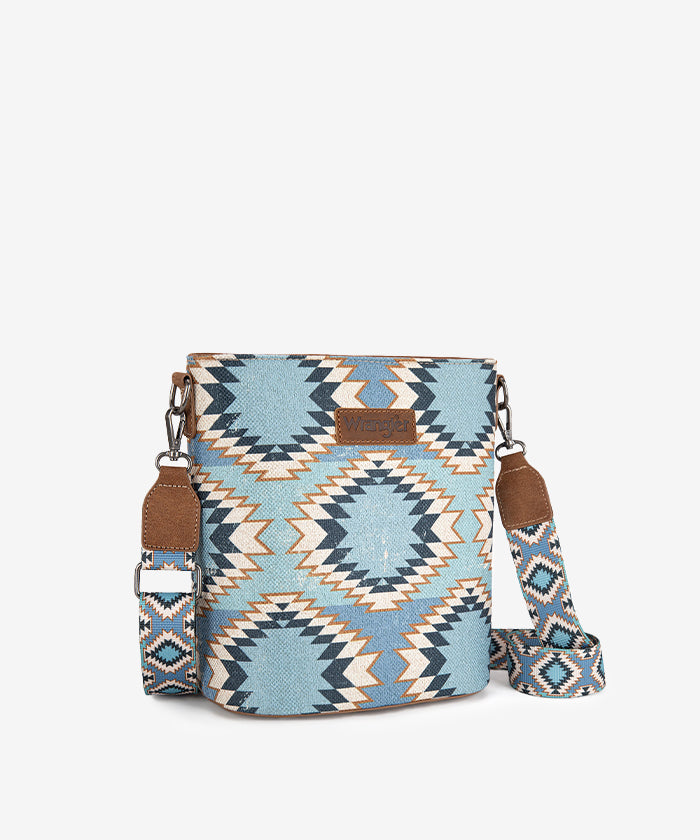 Wrangler Dual-Sided Print Canvas Shoulder Bag for Men & Women - Stylish Crossbody Purse for Travel, Work, and Everyday Use