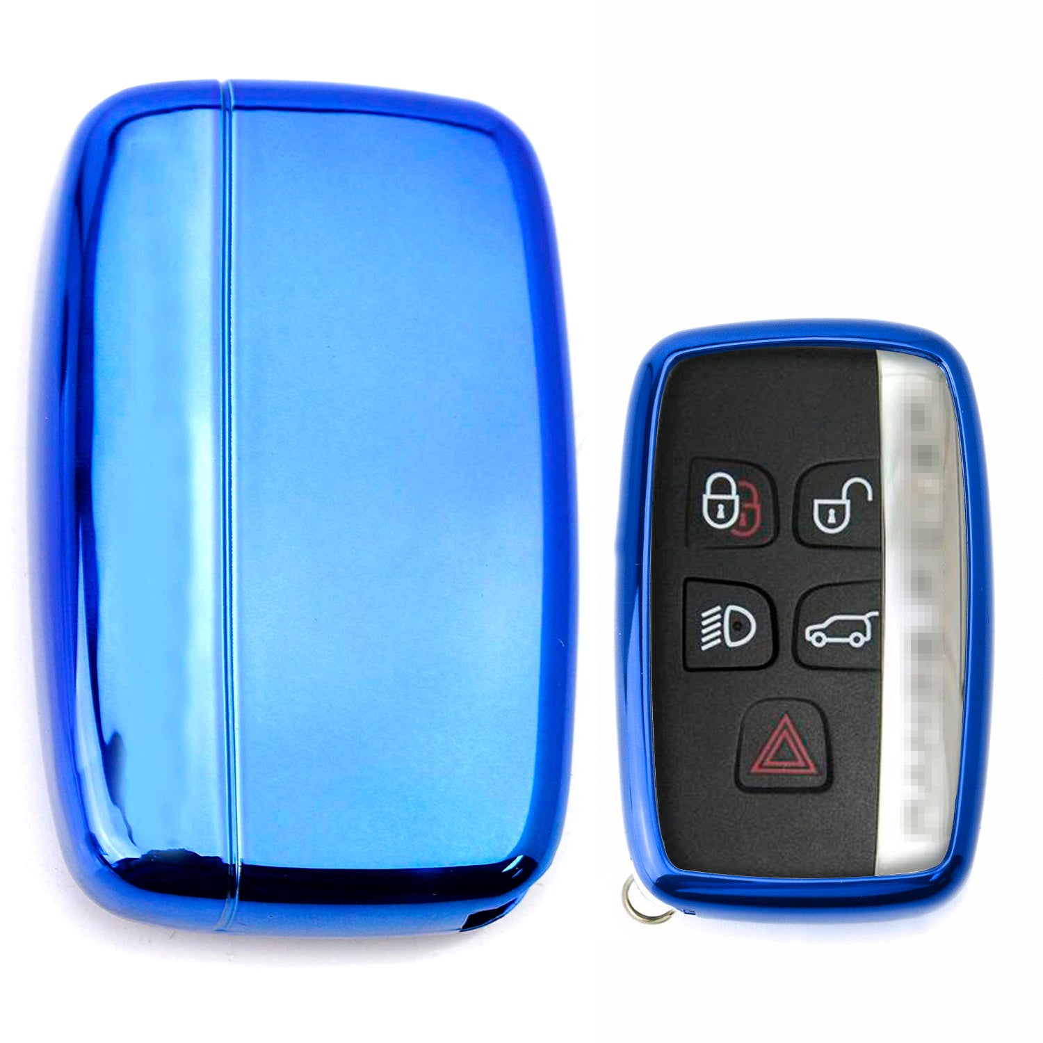 Premium Chrome Blue TPU Key Fob Cover for 2010-2016 Land Rover Keyless Smart Key - Durable Protection & Stylish Design for Everyday Use