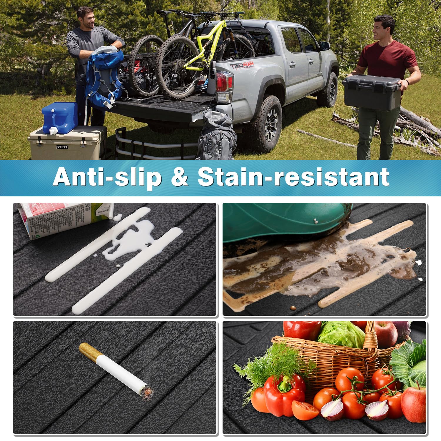 Mixsuper Heavy Duty TPE Truck Bed Mat for 2007-2021 Toyota Tundra 5.5ft Bed | All-Weather, Odorless, Non-Slip Black Bed Liner | Perfect for Hauling, Camping & Off-Road Protection