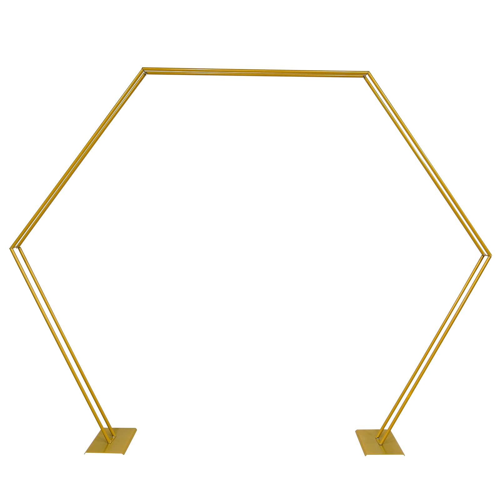 Hexagon Gold Metal Wedding Arch - Double Tube Backdrop Stand for Garden, Birthday & Wedding Decor - Perfect for Outdoor Ceremonies and Photo Backdrops