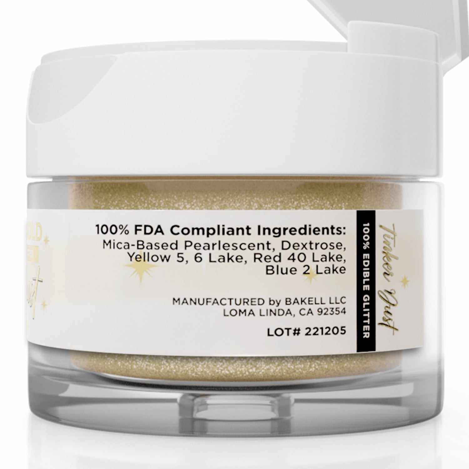 Champagne Gold Edible Glitter for Baking & Cake Decorating - Tinker Dust® 5g Food Safe Sparkle Dust for Desserts, Cupcakes, Cookies & Cocktails