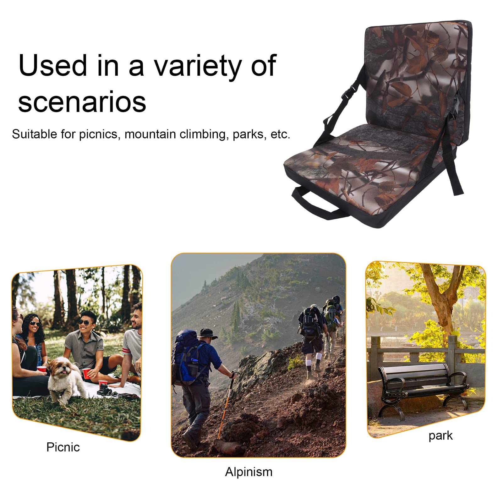 Portable Folding Stadium Seat Cushion - Thick Camouflage Design with Storage Bag | Perfect for Stadium Stands, Camping, Hiking & Beach Outings | Comfortable Outdoor Seating Solution