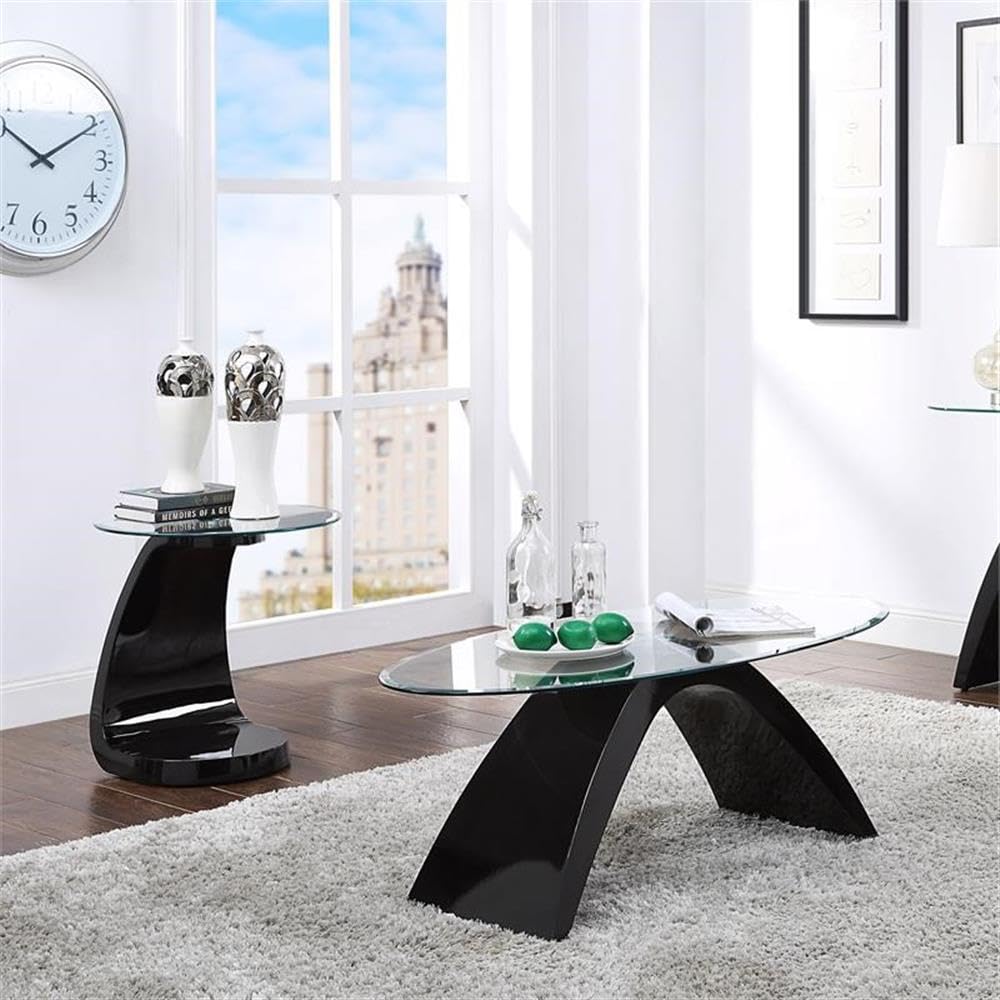Furniture of America Pelletoni Wood 2-Piece Coffee Table Set in Black - Modern Living Room Furniture for Small Spaces, Home Decor & Entertainment Areas
