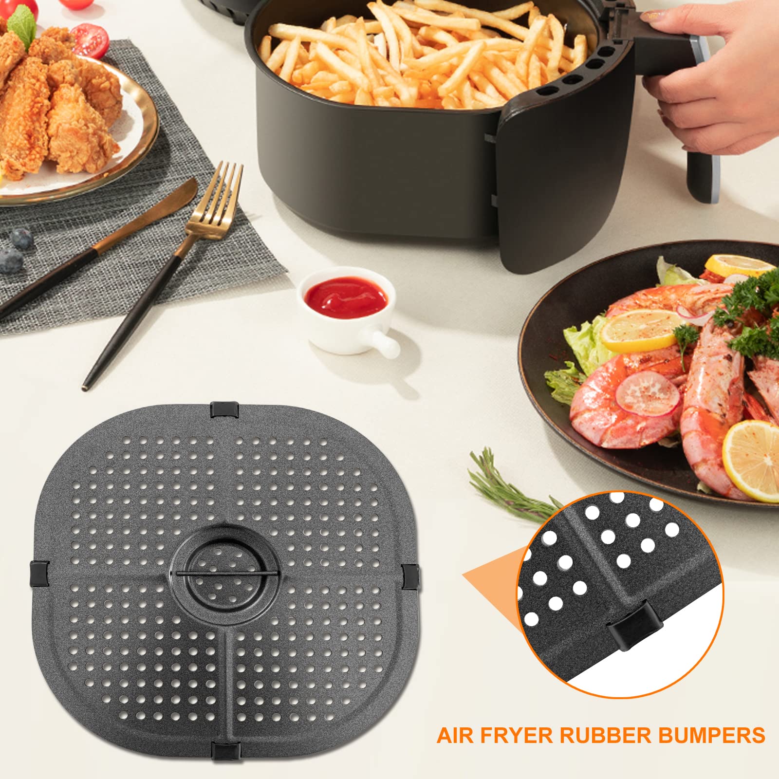 Gourmia GAF798 7QT Air Fryer Grill Pan - 9.1 Inch Square Nonstick Crisper Plate & Rack for Even Cooking | Perfect for Chicken, Steak, Vegetables & More | Compatible with Gourmia 7 Quart Air Fryers