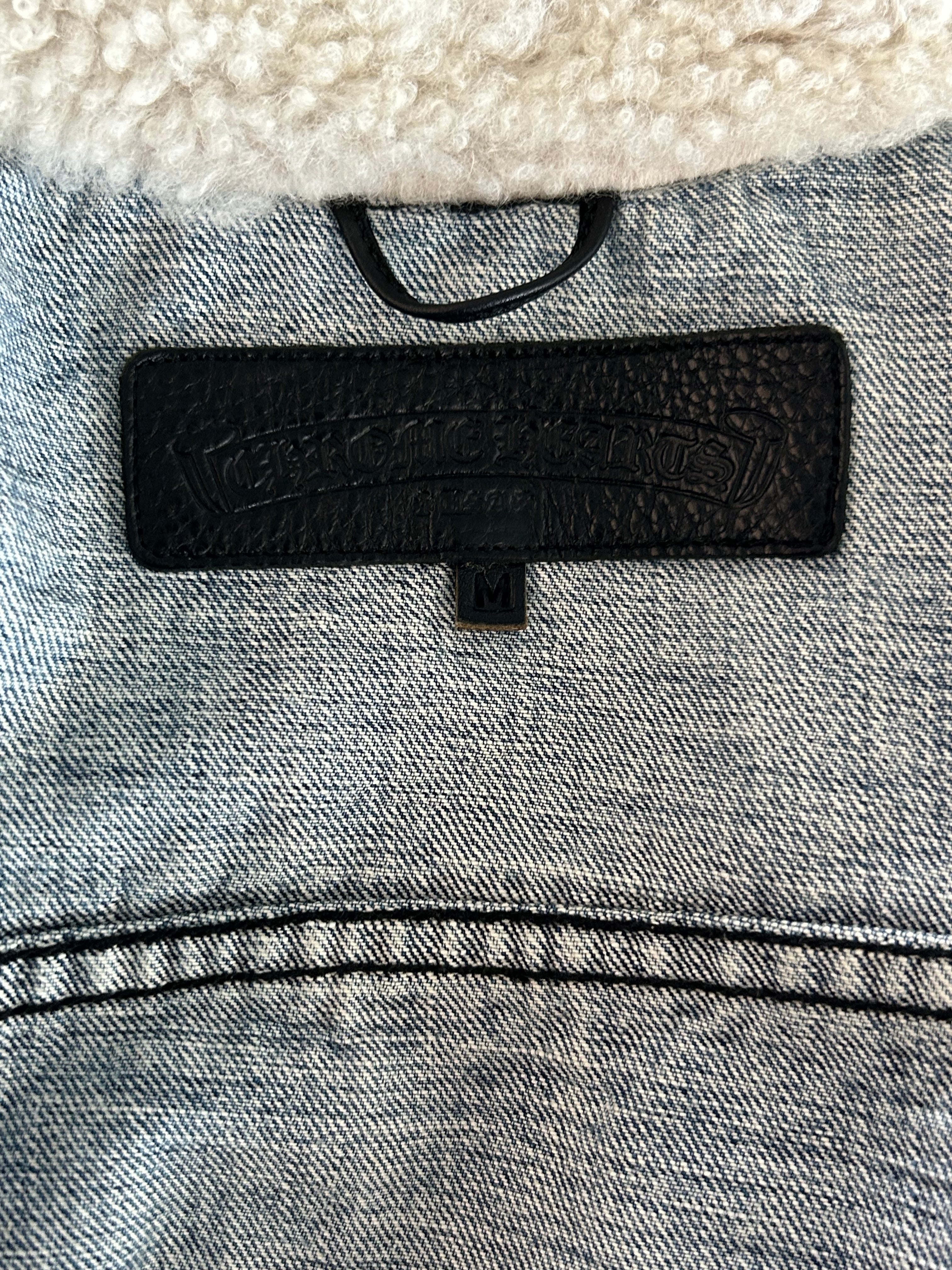Chrome Hearts Blue Shearling Lined Women's Denim Jacket - Stylish Winter Outerwear for Casual & Streetwear Fashion