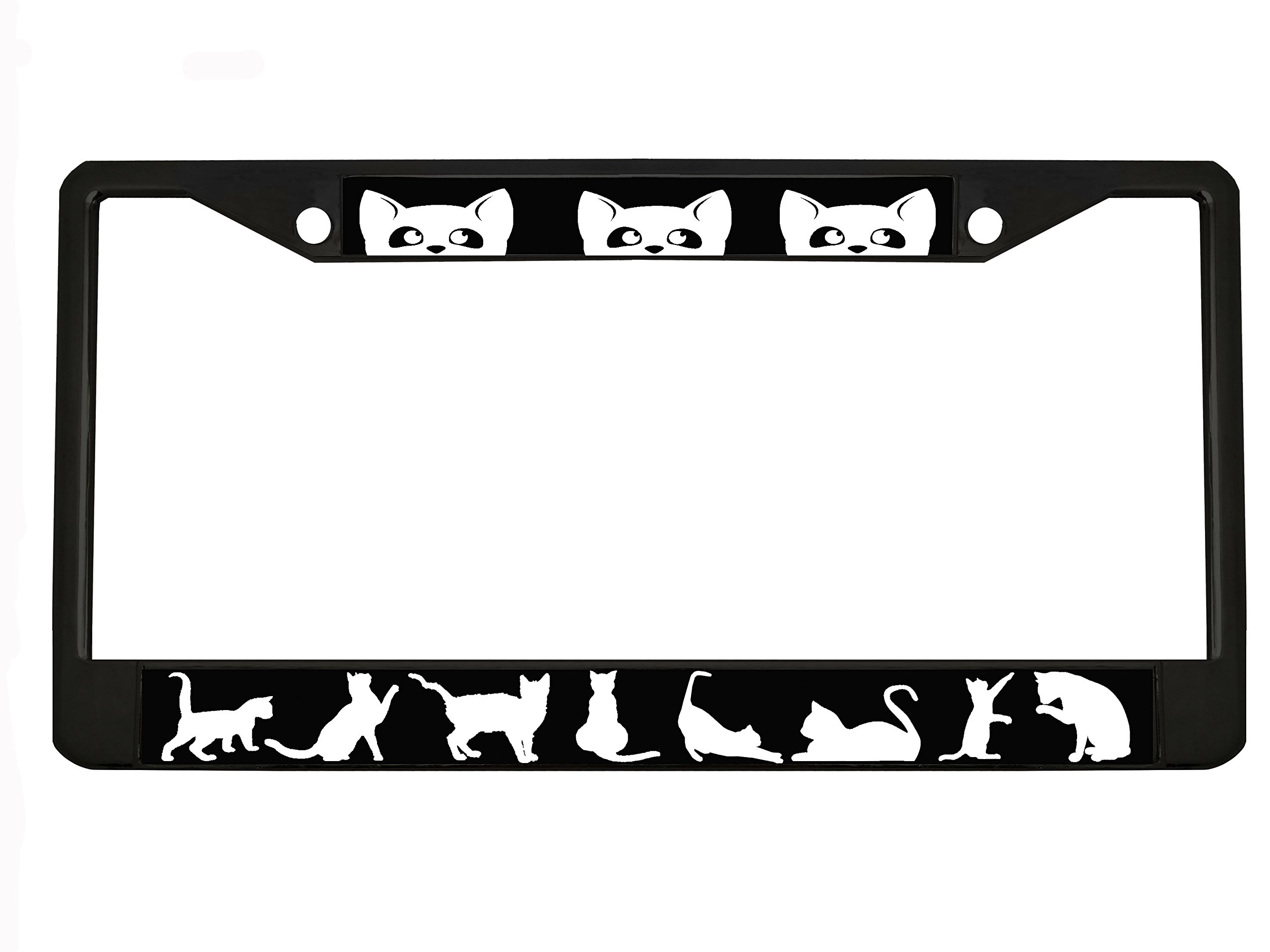 CAT Black Metal Auto License Plate Frame - Heavy Duty Car Tag Holder for Trucks & SUVs - Rustproof & Durable License Plate Cover for Outdoor Use