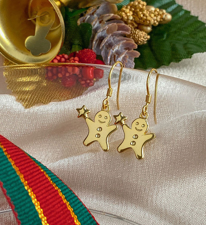 Gingerbread Man Dangle Earrings - Cute Christmas Stocking Stuffers for Women | DC007 | Perfect Holiday Gift & Party Accessory
