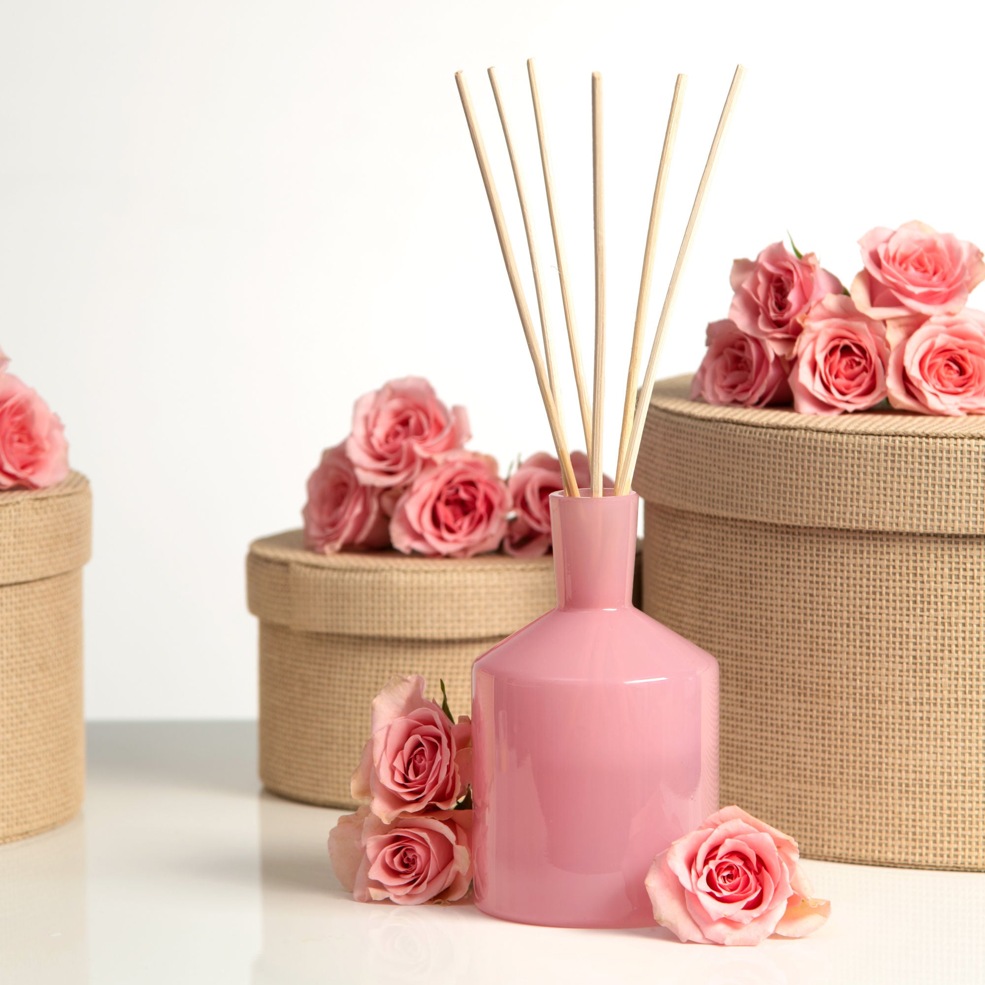 Blush Rose Reed Diffuser - Elegant Home Fragrance Oil Diffuser with Natural Rattan Sticks for Living Room, Bedroom & Office - Long Lasting Aromatherapy Essential Oil Diffuser Set