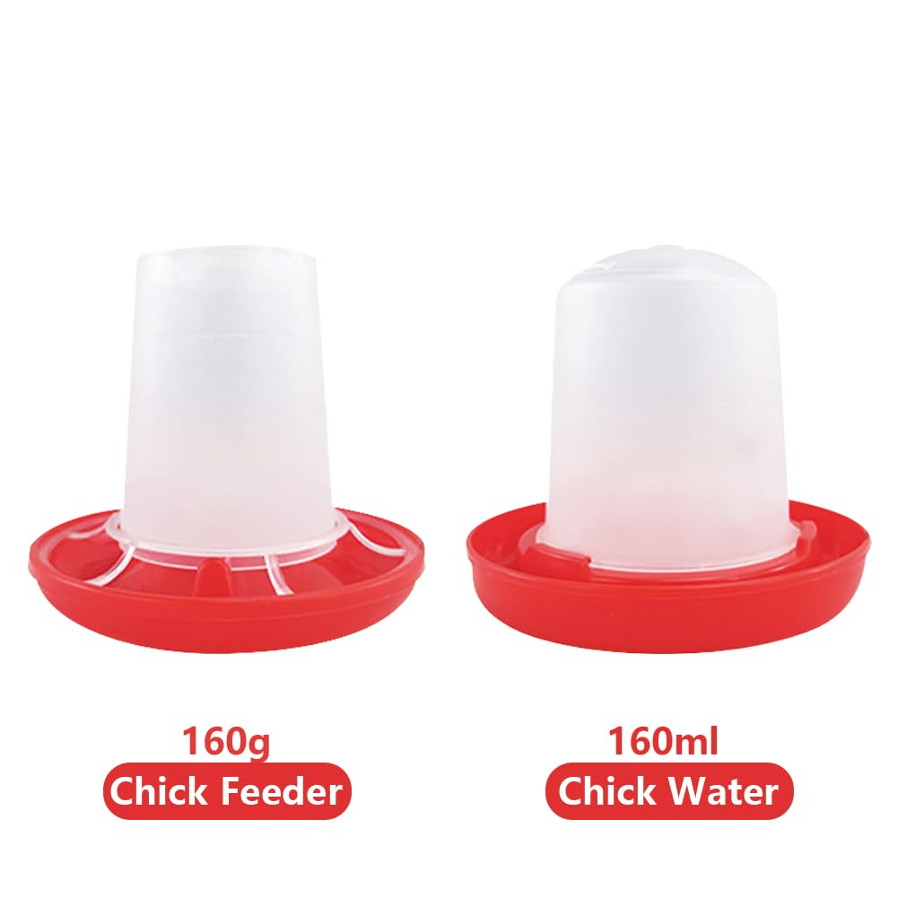Chick Feeder and Waterer Kit - Plastic Hanging Poultry Feeder Set with Twist Lock Base for Free Range Chickens, Ducks, Quails & Hens | Outdoor Farm Coop Supplies for Baby Poultry Care | Perfect for Backyard Chicken Coops, Small Farms & Homesteading