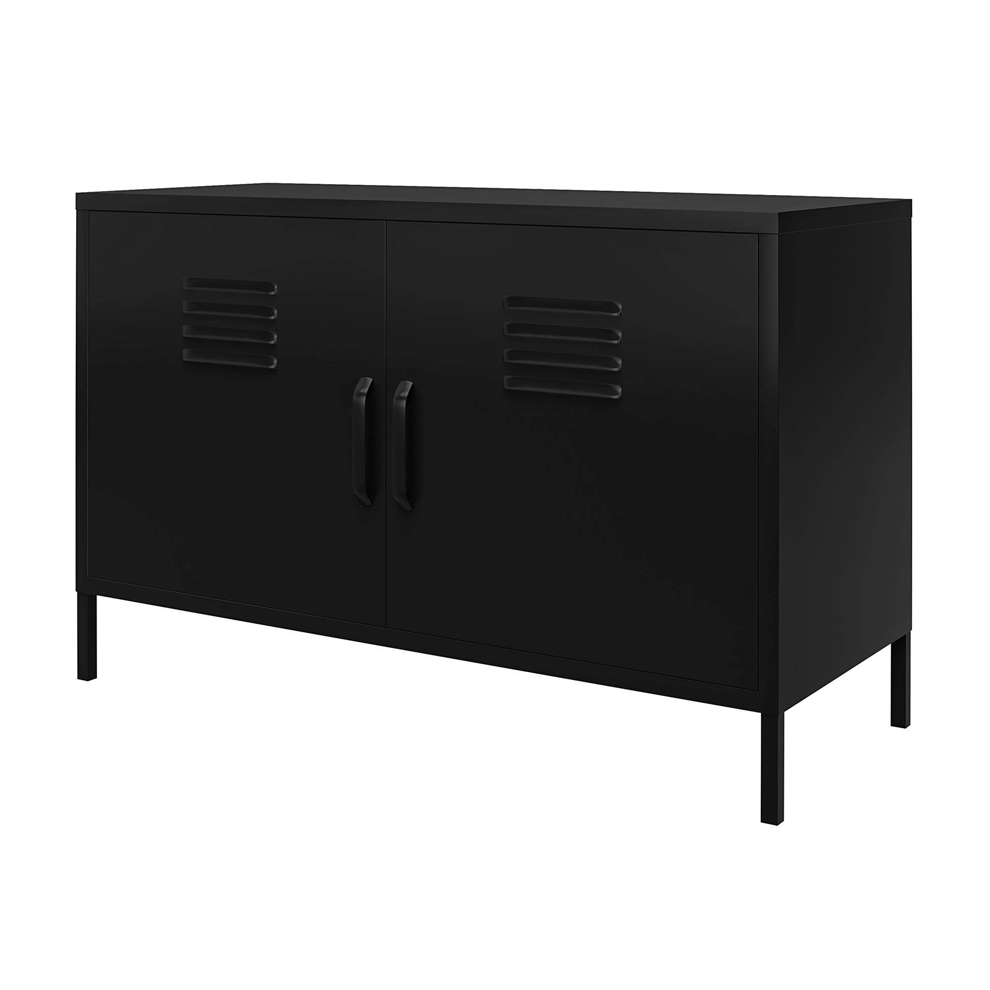 REALROOMS Shadwick 2-Door Wide Metal Locker Storage Cabinet - Black Accent Furniture for Home, Office, Dorm & Garage Organization