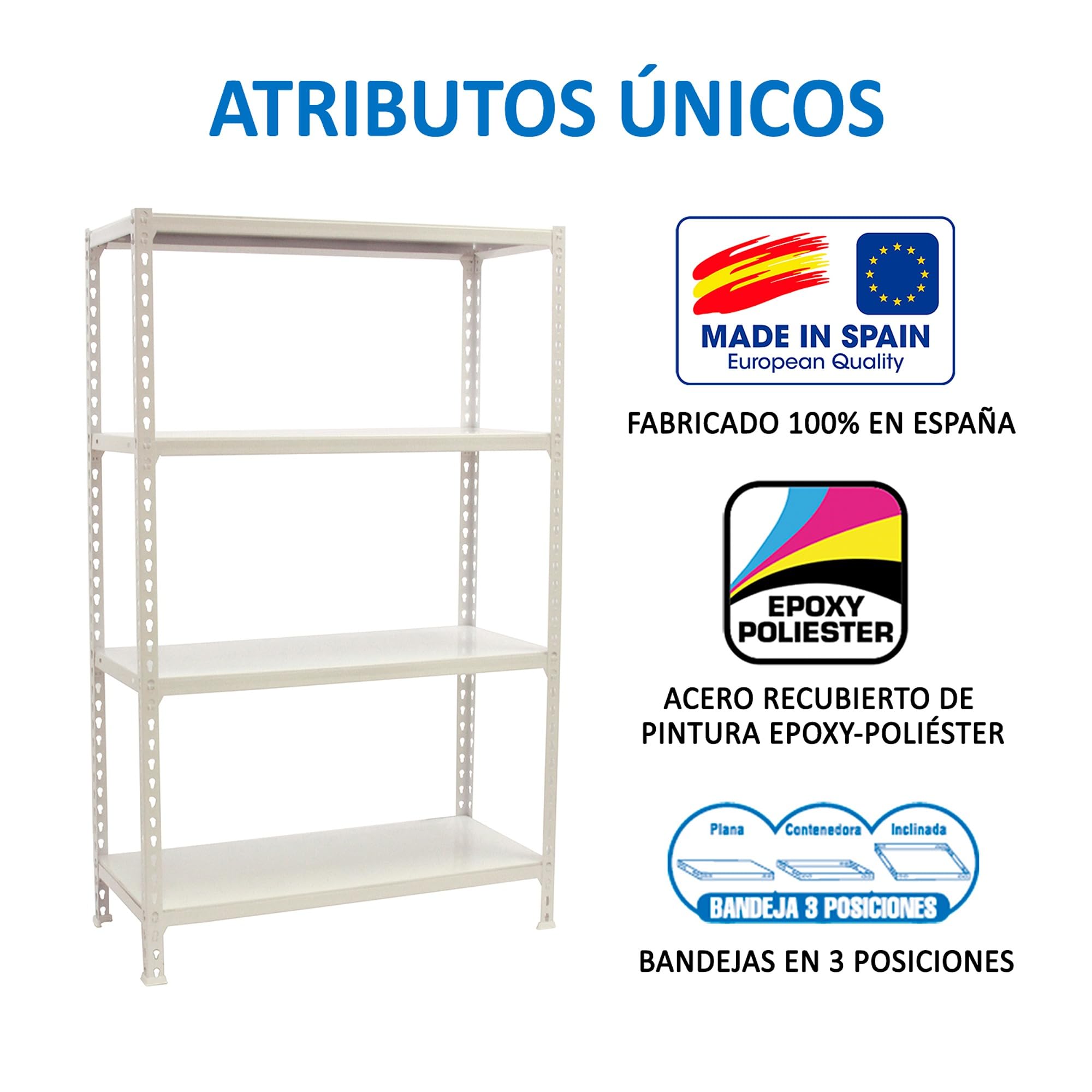Simon Rack Metal Shelves 1500x1000x300mm - Heavy Duty 4-Tier Storage Shelving Unit with 180kg Capacity - White Industrial Shelves for Garage, Warehouse & Home Organization