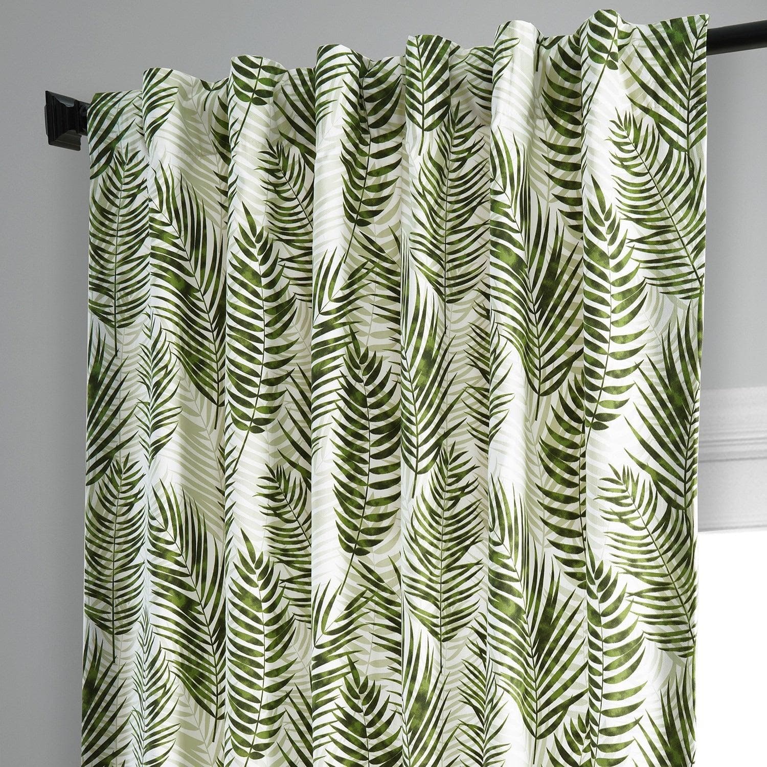 Eternal Green Floral Printed Cotton Blackout Curtains for Bedroom - Elegant Room Darkening Window Drapes with Thermal Insulation, Perfect for Nursery, Living Room & Home Decor