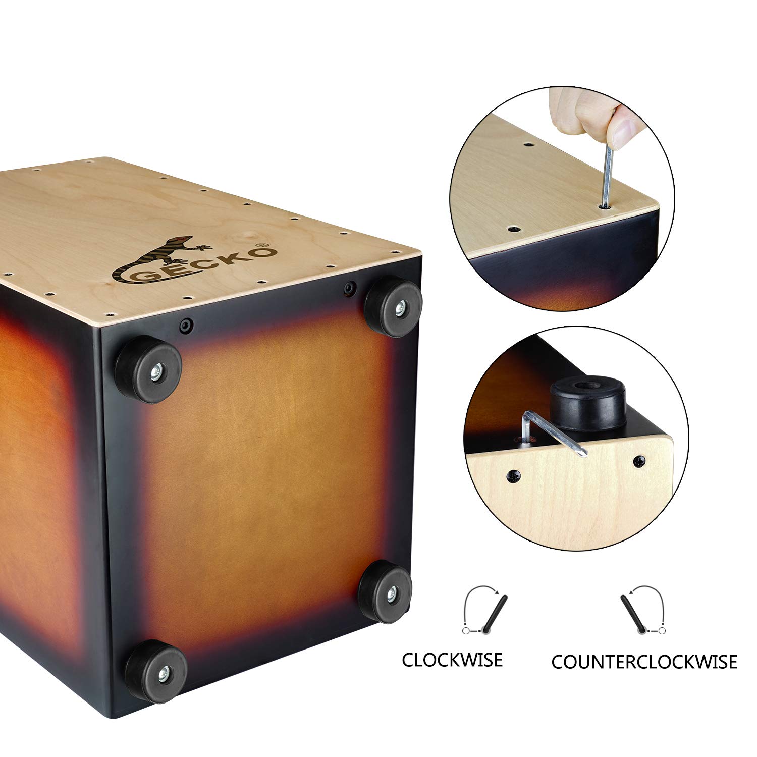 Premium GECKO Cajon Box Drum - Handcrafted Wooden Percussion Instrument with Adjustable Internal Guitar Strings | Perfect for Live Performances, Studio Recording & Music Therapy