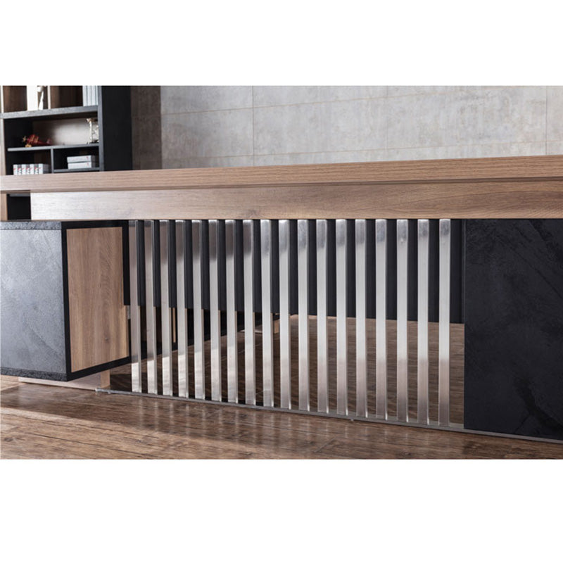 DAXTON Executive Desk with Right Return 2.4M Warm Oak & Black - Premium Office Furniture for Home & Business Workspaces