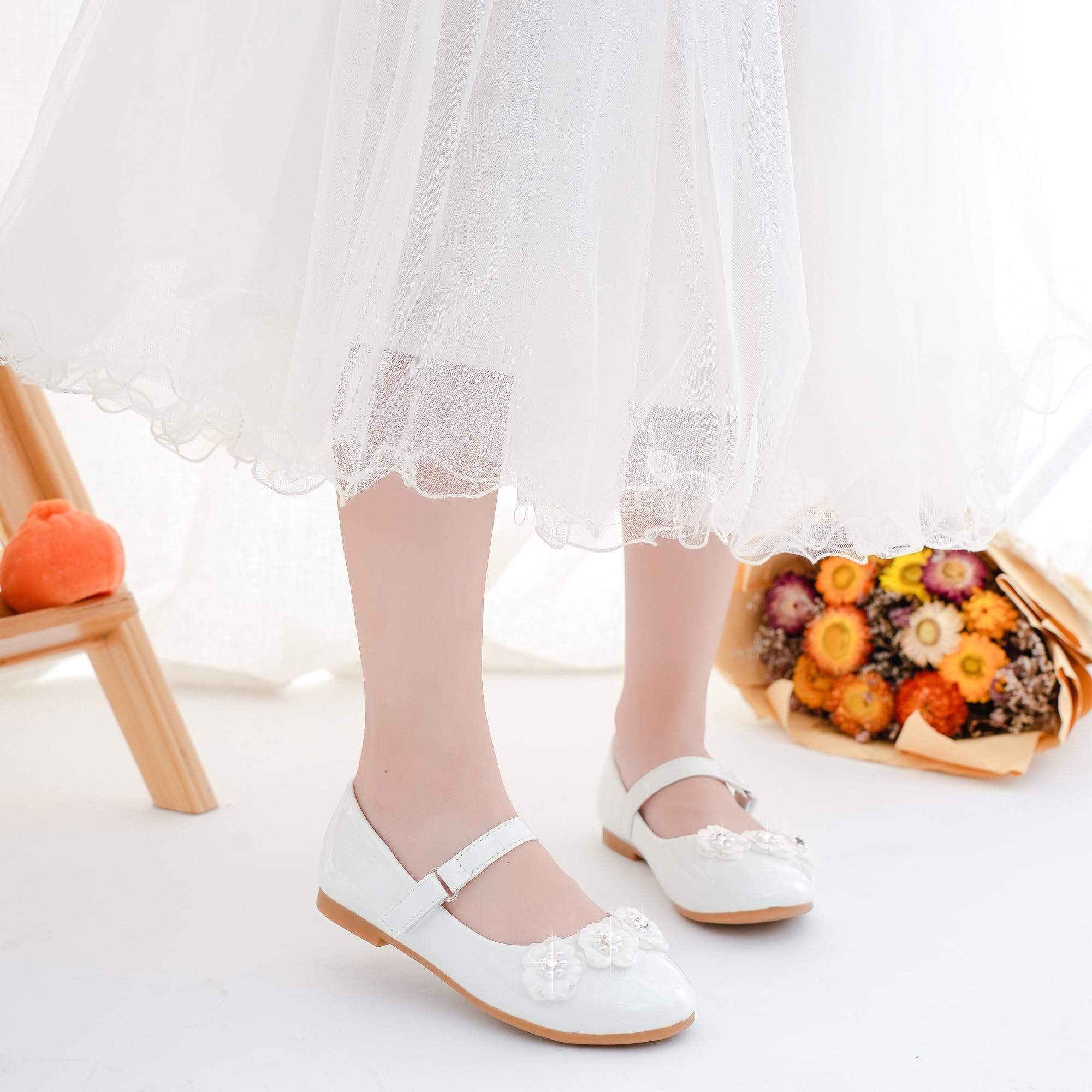 Flower Girl Shoes for Toddlers & Kids - Comfortable Low Heel Princess Wedding Flats | Perfect for Weddings, Pageants & Special Occasions