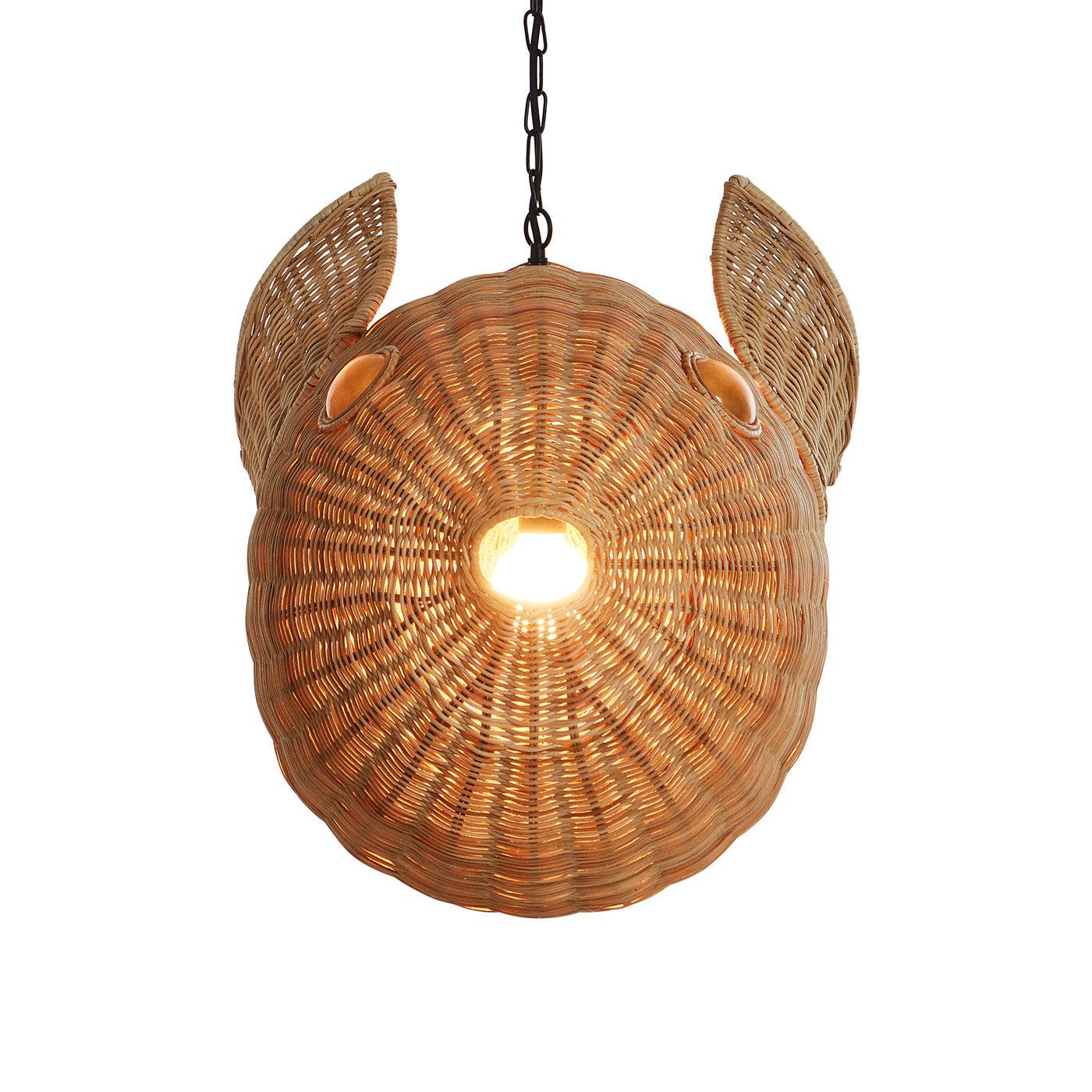 Wicker Blowfish Medium Pendant Light - Handwoven Rattan Chandelier for Coastal, Boho, or Beach House Decor - Perfect for Living Room, Bedroom, or Dining Area Lighting