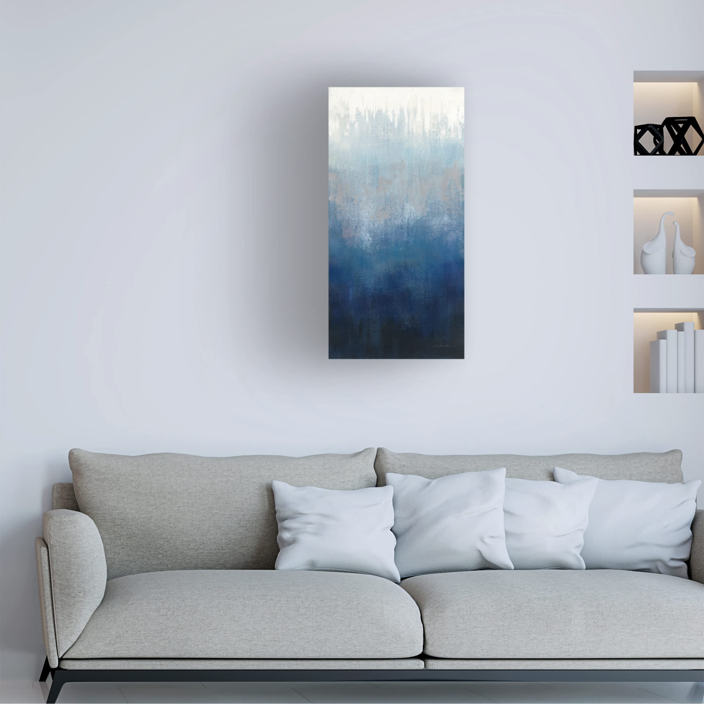 Trademark Fine Art 'Silver Wave I' Canvas Art by Silvia Vassileva - Modern Abstract Wall Decor for Living Room, Bedroom & Office