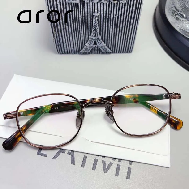 Stylish Aror Women's Full Rim Small Oval Titanium Acetate Eyeglasses Frame 41465 - Lightweight & Durable for Work, Reading & Everyday Fashion