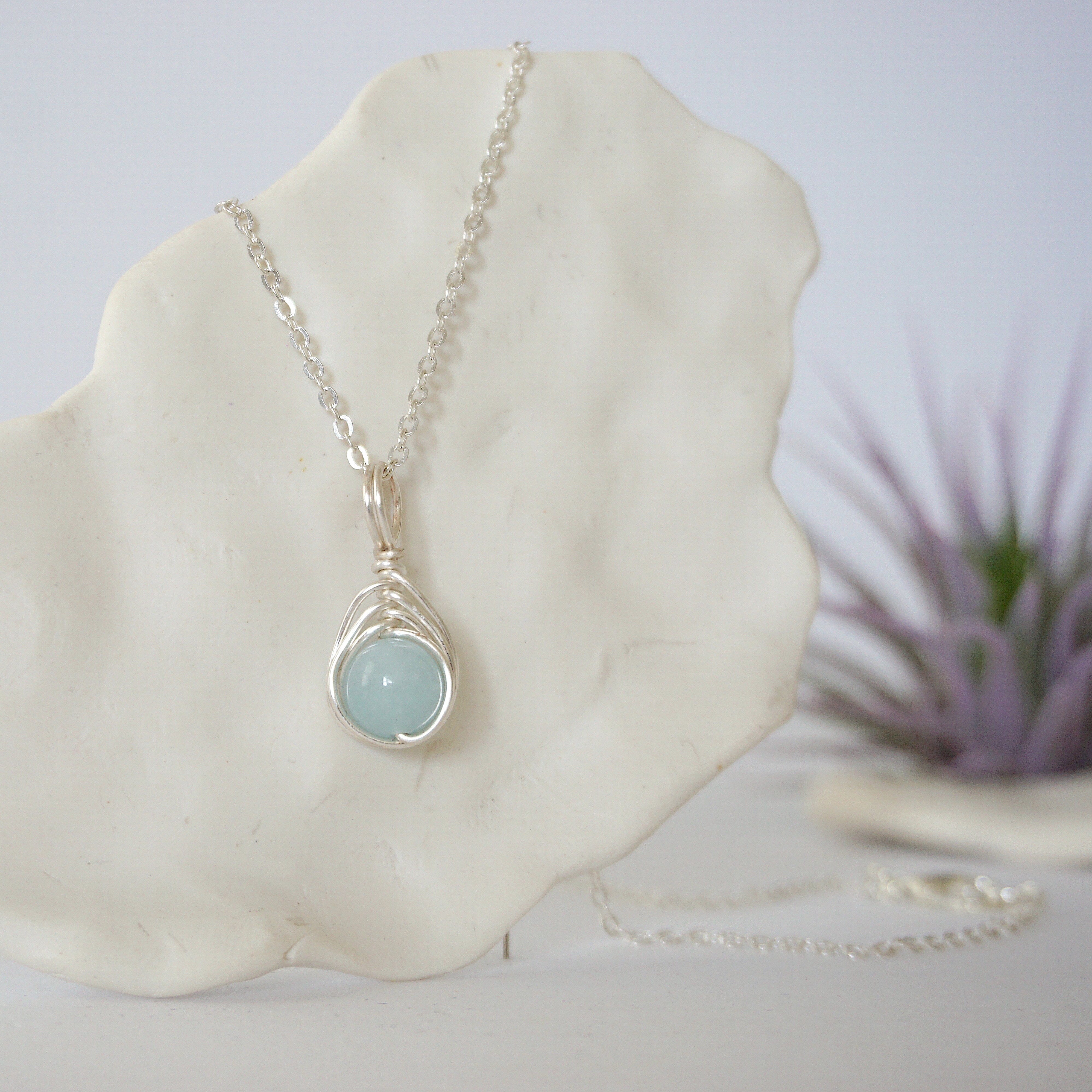 Elegant Aquamarine Silver Plated Bead Charm Necklace for Women | Dainty Layering Jewelry | Perfect for Weddings, Gifts & Everyday Wear