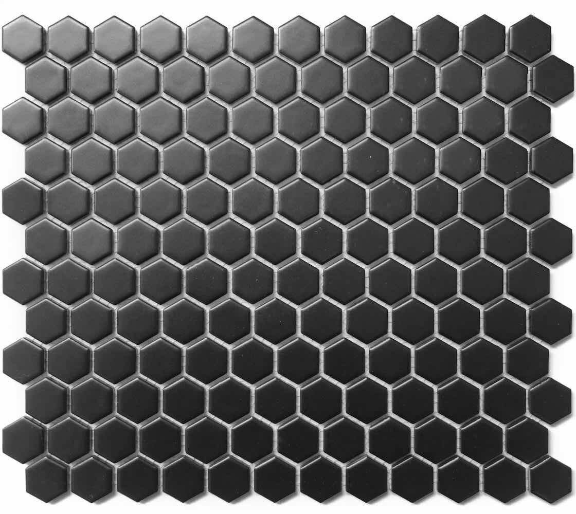 Hexagon Porcelain Mosaic Tile Black 1