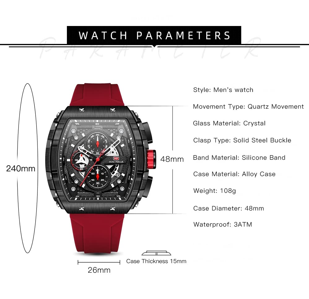AIMES Men's Fashion Casual Watch - Big Dial Luminous Waterproof Analog Quartz Watch with Silicone Strap for Business, Sports & Everyday Wear | Perfect for Office, Gym & Outdoor Activities