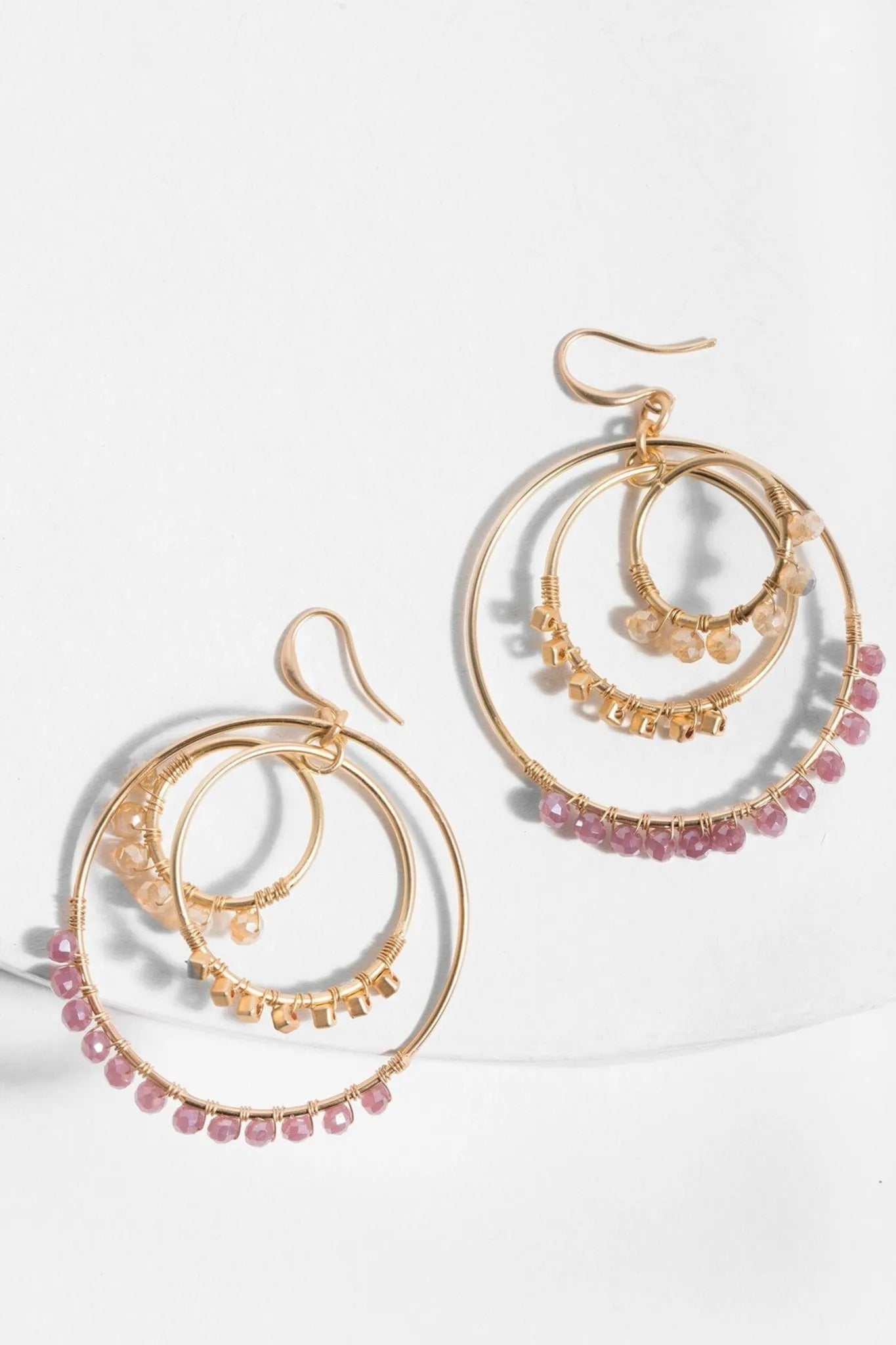 Beaded Multi Hoop Earrings for Women - Boho Chic Dangle Earrings with Beads - Perfect for Parties, Weddings & Everyday Wear