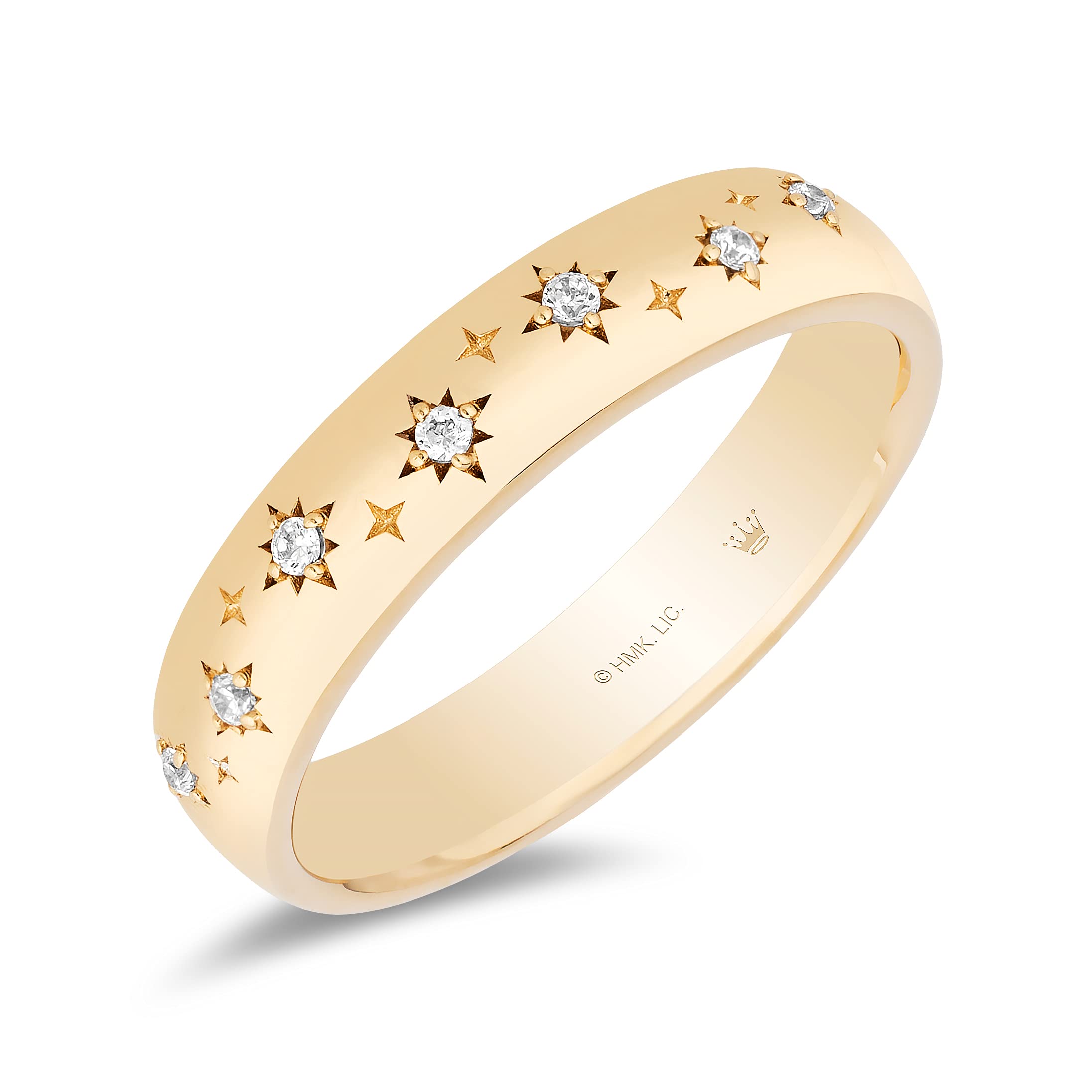 Jewelili Hallmark 14K Yellow Gold Eternity Band Ring for Women with Natural White Round Diamonds | Fine Jewelry Gift Set with Box | Perfect for Anniversaries, Weddings & Special Occasions