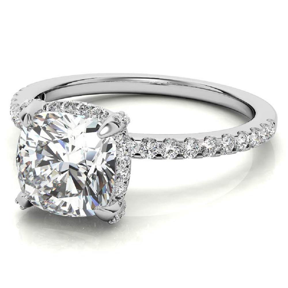 2 CT Cushion Cut Moissanite Engagement Ring - Vintage Style 4-Prong Solitaire Wedding Band in Sterling Silver - Anniversary, Promise Ring Gift for Women (Perfect for Proposals, Weddings & Special Occasions)