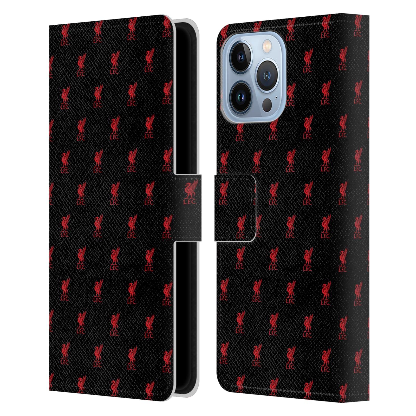 Official Liverpool FC Red Crest & Liver Bird Leather Wallet Case for iPhone 13 Pro Max - Premium Phone Cover for Football Fans, Travel & Daily Use