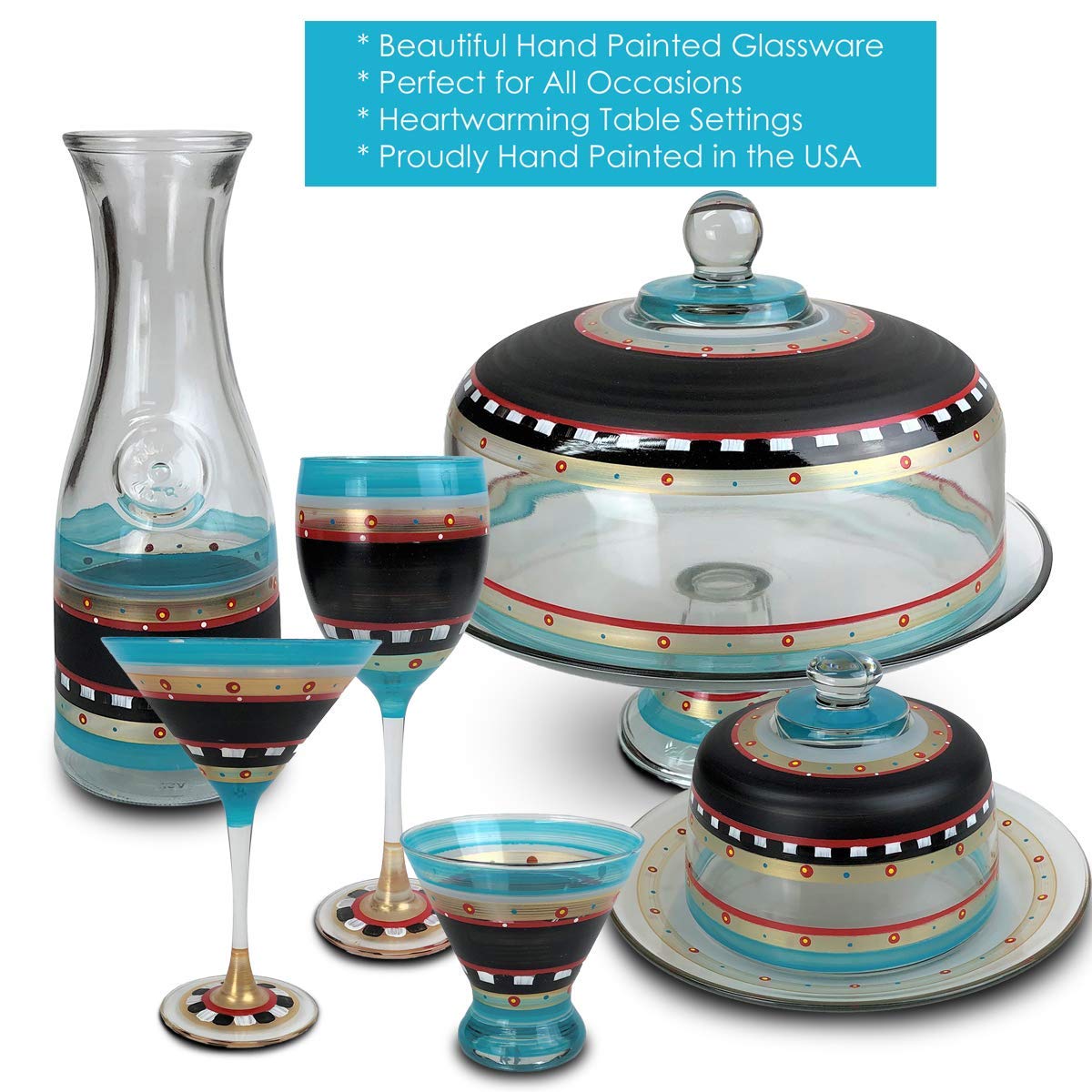 Hand Painted Margarita Glasses Set of 2 - Moroccan Mosaic Chalk Collection - Artistic Glassware by USA Artists - Decorative & Customizable with Chalk - Perfect for Cocktail Parties, Home Bar Decor & Unique Gifts