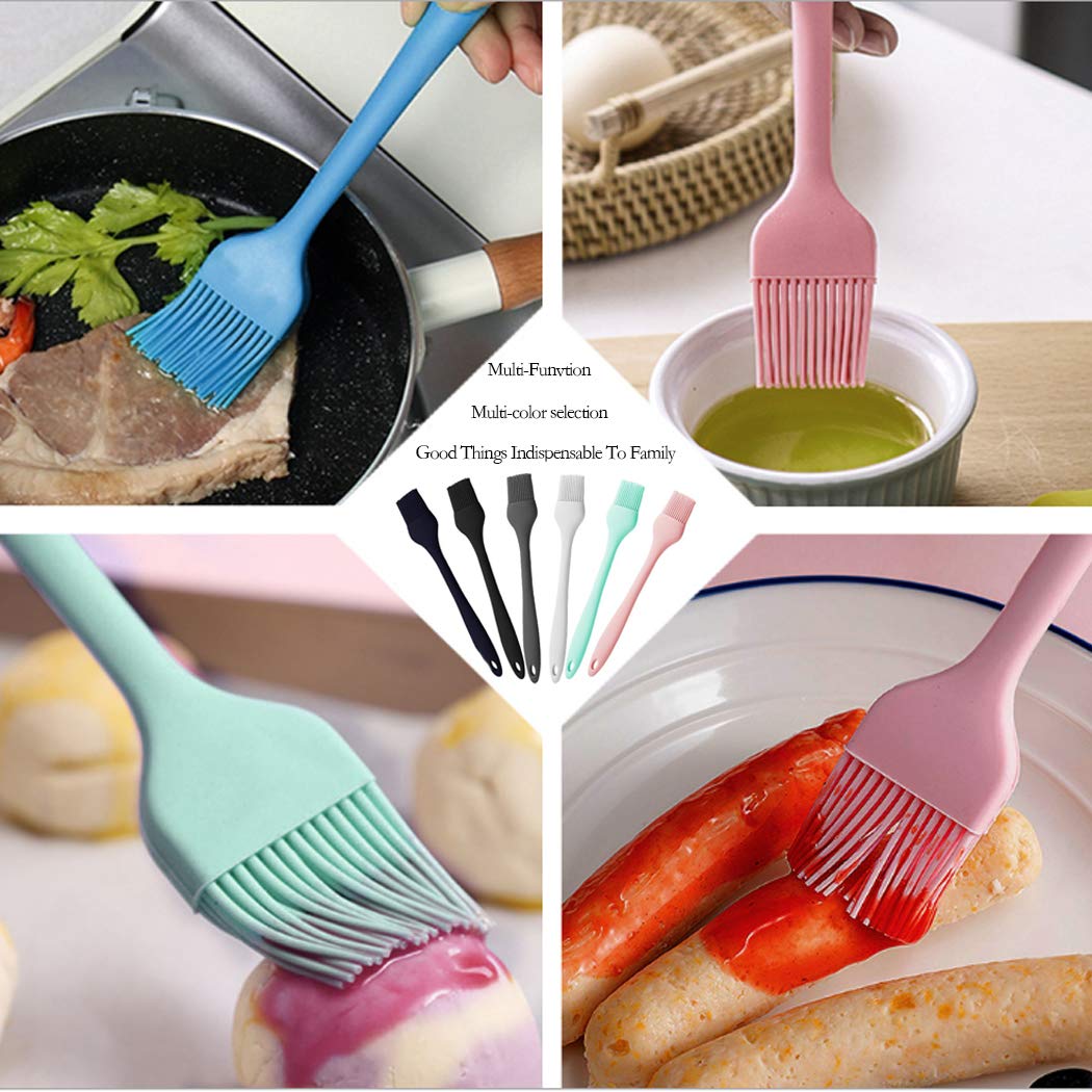 Hoshen 2-Piece High Heat Resistant Silicone Basting Brush Set - Non-Stick Oil Brush for Grilling, Baking & Cooking - Perfect for BBQ, Kitchen & Pastry Use (Black & White)
