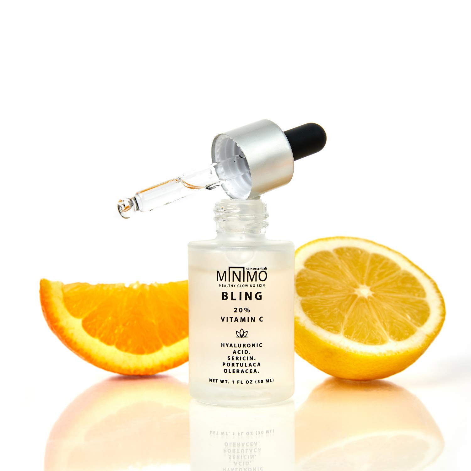 Minimo Skin Essentials Bling Vitamin C Face Serum - 20% Vitamin C Anti-Aging & Brightening Facial Serum for Glowing Skin | 1 oz Travel Size | Perfect for Daily Skincare Routine & On-The-Go Use