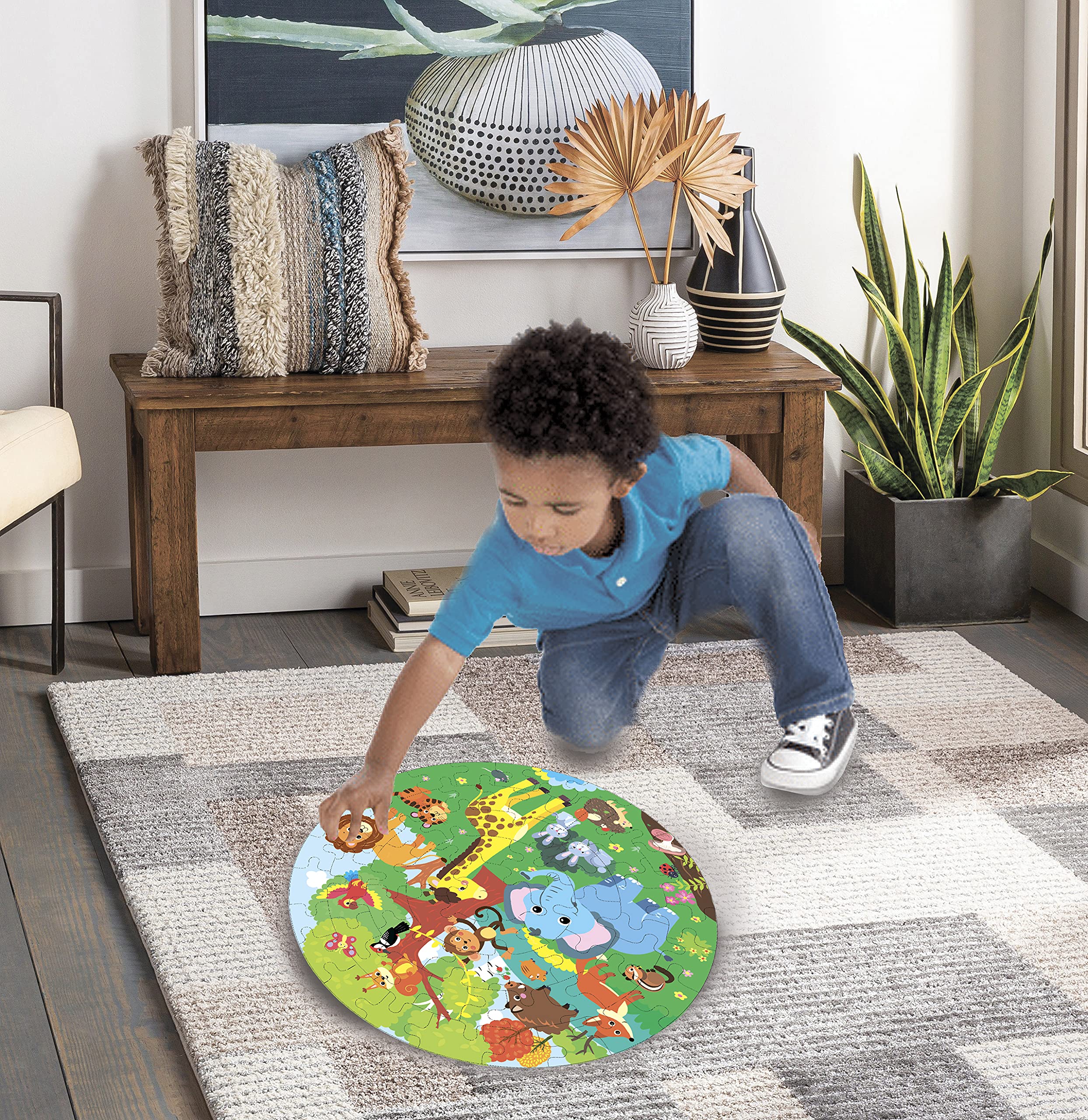 Fiddlys Creative Wooden Jigsaw Puzzle 66Pcs - Animal World Theme Educational Toy for Kids | Perfect for Family Game Night & Early Childhood Learning Activities