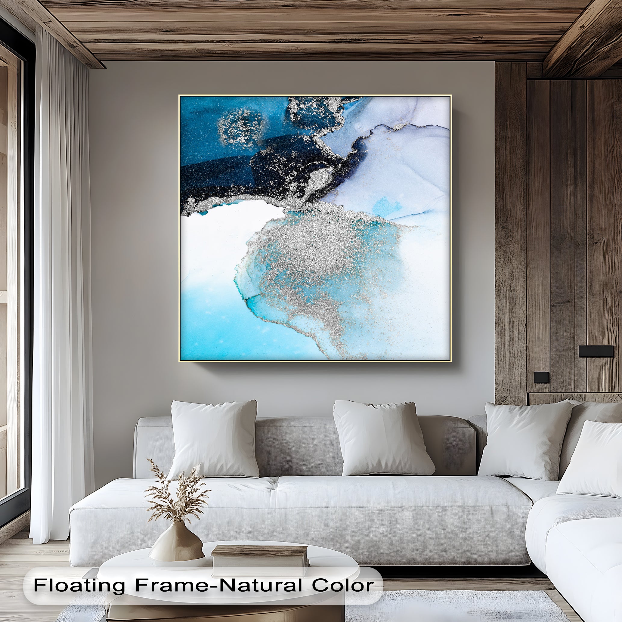 Arctic Glimmer – Icy Blue & Silver Abstract Canvas Art Prints | Modern Wall Decor for Living Room, Bedroom & Office