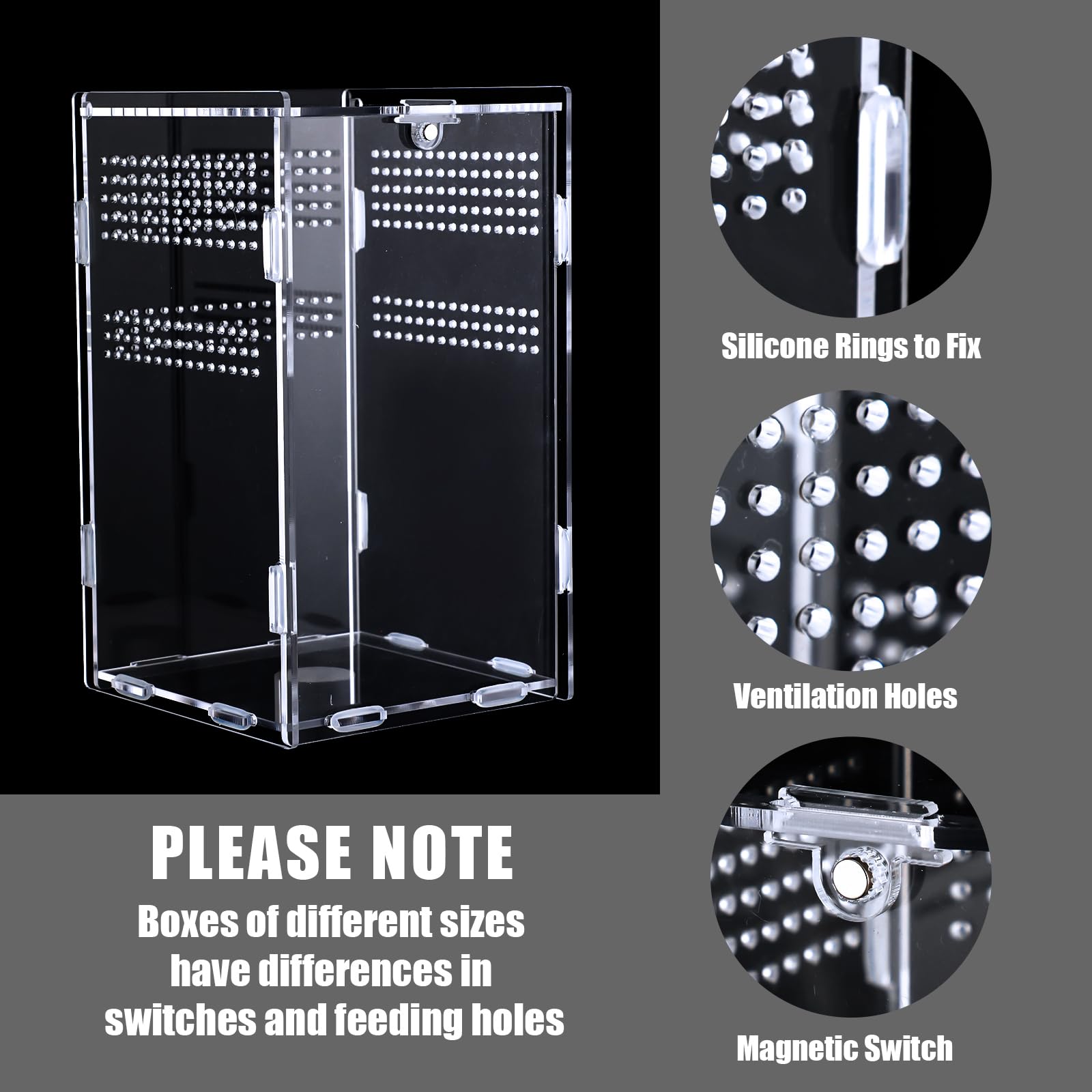 Premium Jumping Spider Terrarium - 4.7x4.7x7.9 Inch Glass Enclosure for Tarantulas, Reptiles & Hermit Crabs | Ideal for Pet Spiders, Small Reptiles & Micro Habitats | Perfect for Home, Office or Classroom Observation