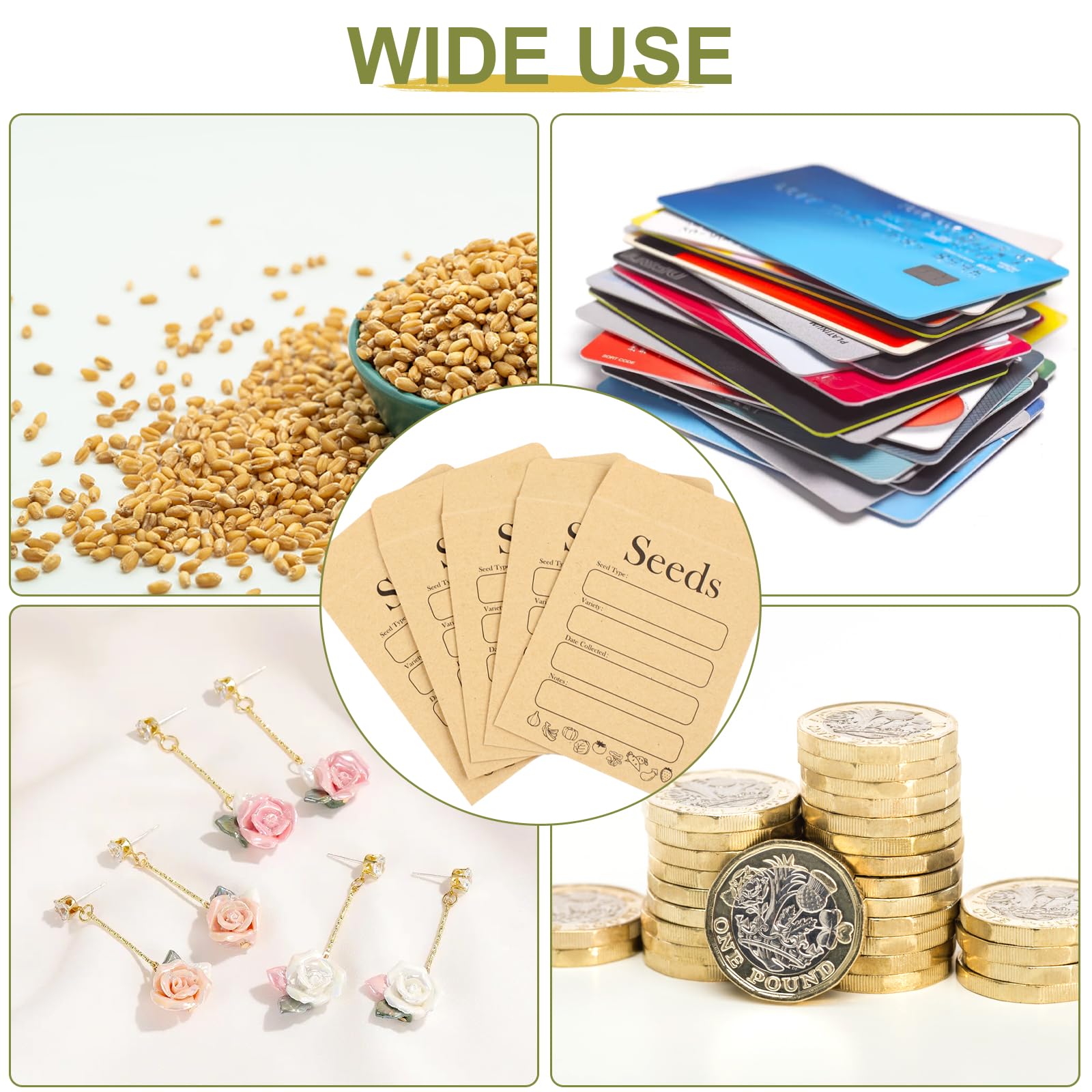 Joyberg 156 PCS Seed Envelopes 3.15”x4.72” - Kraft Paper Self-Sealing Seed Packets for Flower & Vegetable Seed Storage - Perfect for Gardeners, Seed Swapping & Organizing Plant Collections