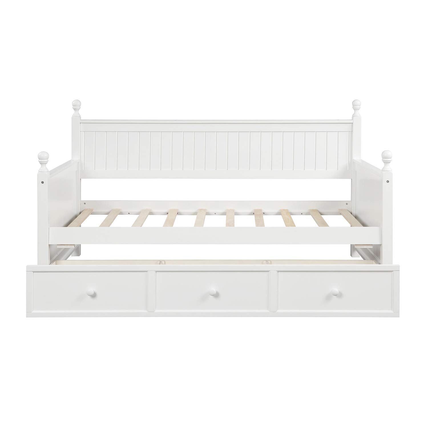 SOFTSEA Twin Daybed with Drawers - Multifunctional Wooden Platform Bed Frame for Kids, Teens & Adults - White with Storage - Perfect for Guest Rooms, Dormitories & Small Spaces