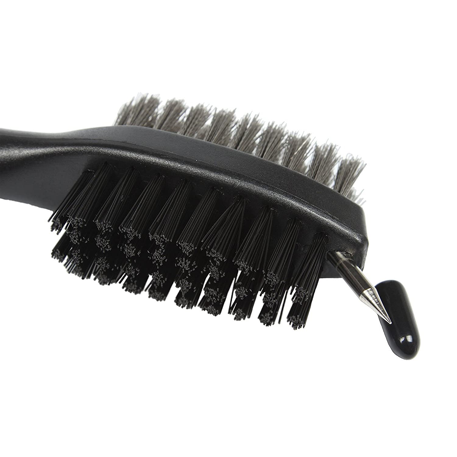 **2-in-1 Golf Club Cleaner Brush – Dual-Sided Nylon & Steel Bristles with Aluminum Carabiner for Golf Shoes – Perfect for On-Course Cleaning & Gear Maintenance**