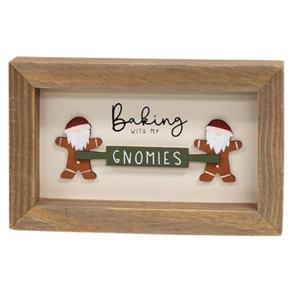 Baking With My Gnomies Framed Sign - Whimsical Kitchen Wall Decor for Baking Enthusiasts - Perfect for Home, Cafe, or Bakery Decor