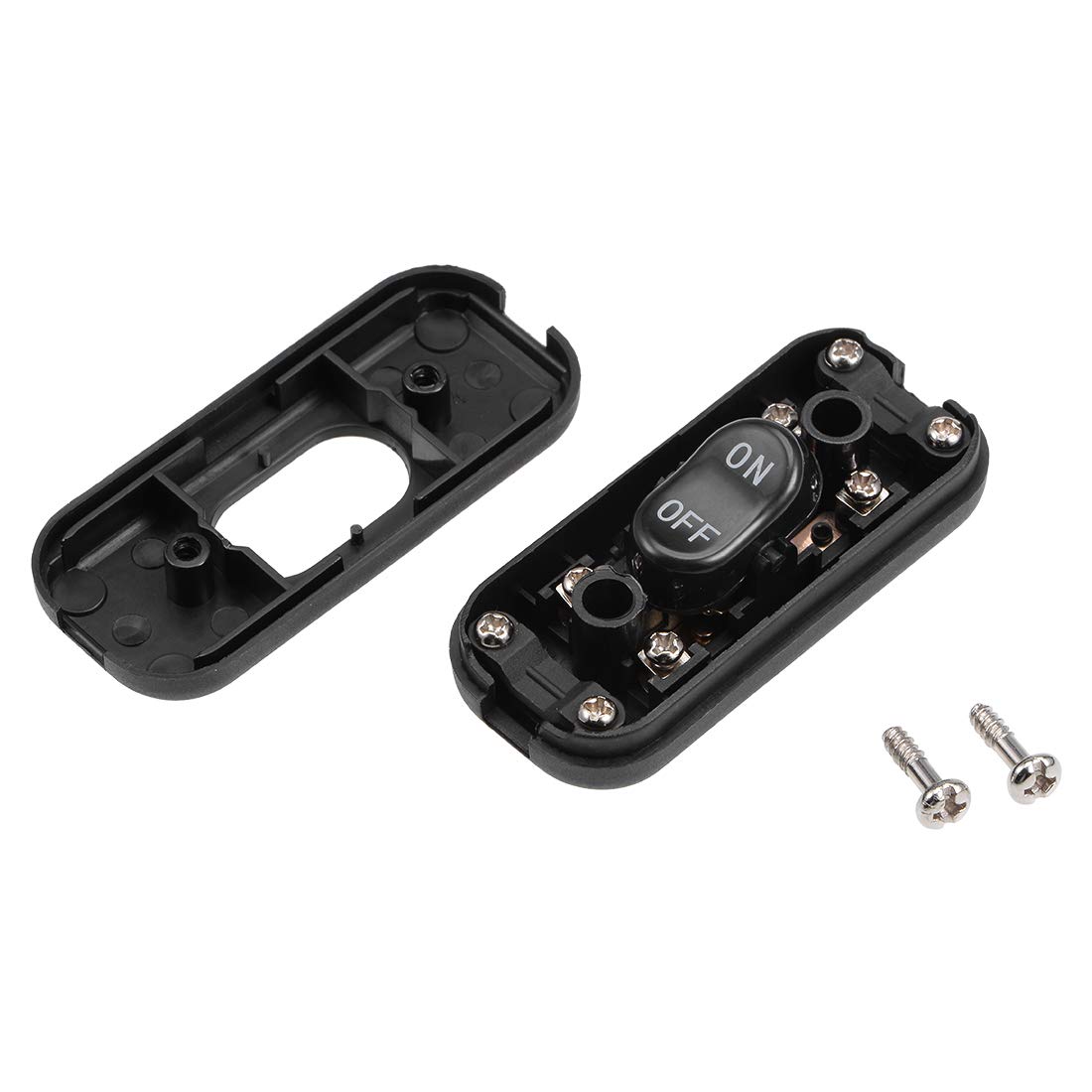 uxcell AC 250V 6A DPST Rocker Switch On-Off Inline Cord Control for Table Lamps, Desk Lights - Black (2 Pack) - Perfect for Bedroom, Office & Home Lighting Fixtures
