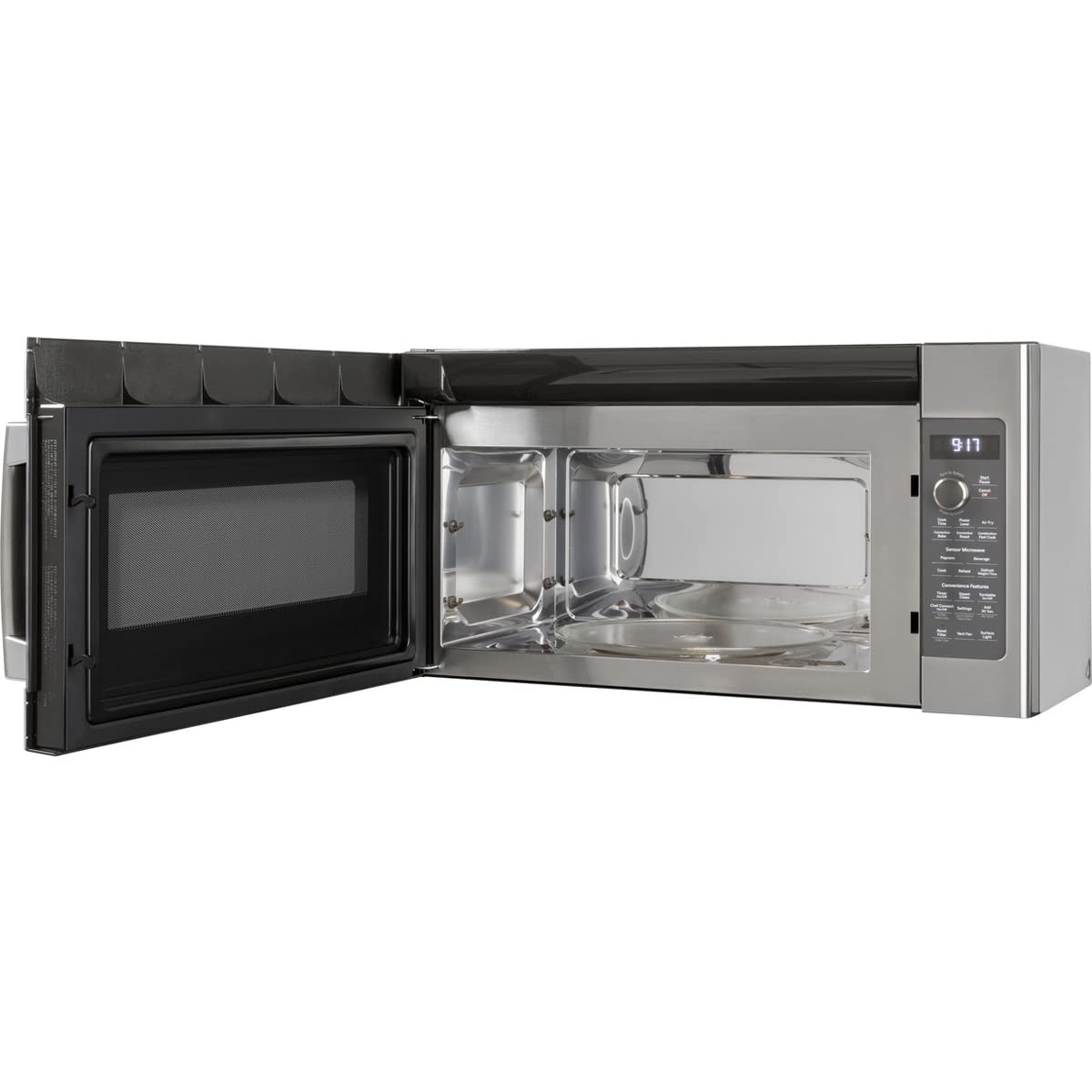 1.7 Cu. Ft. Stainless Steel Convection Over-the-Range Microwave Oven with Even Cooking - Perfect for Kitchens, Apartments & Small Spaces